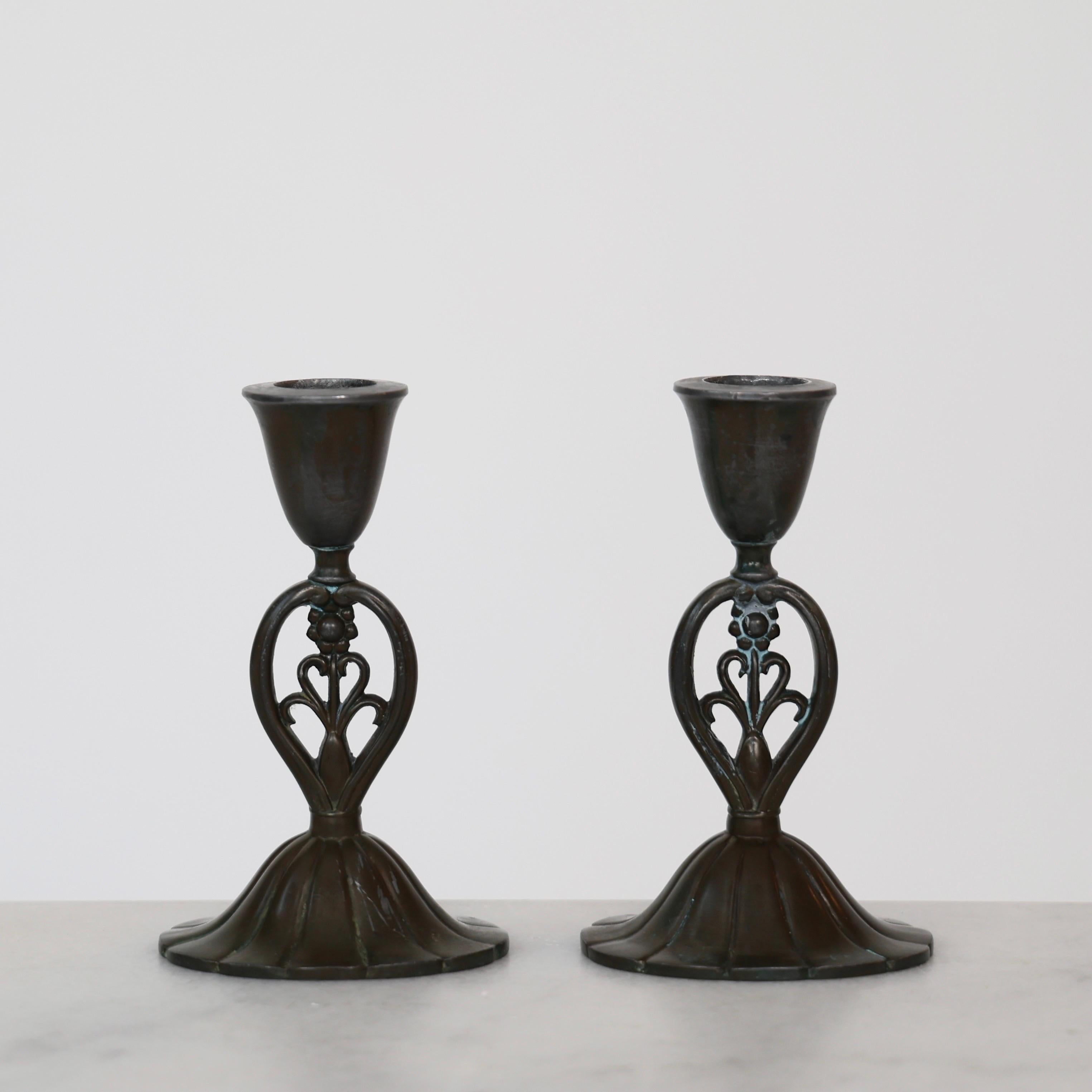 Early 20th Century Art Nouveau Candlesticks by Just Andersen, 1920s, Denmark For Sale