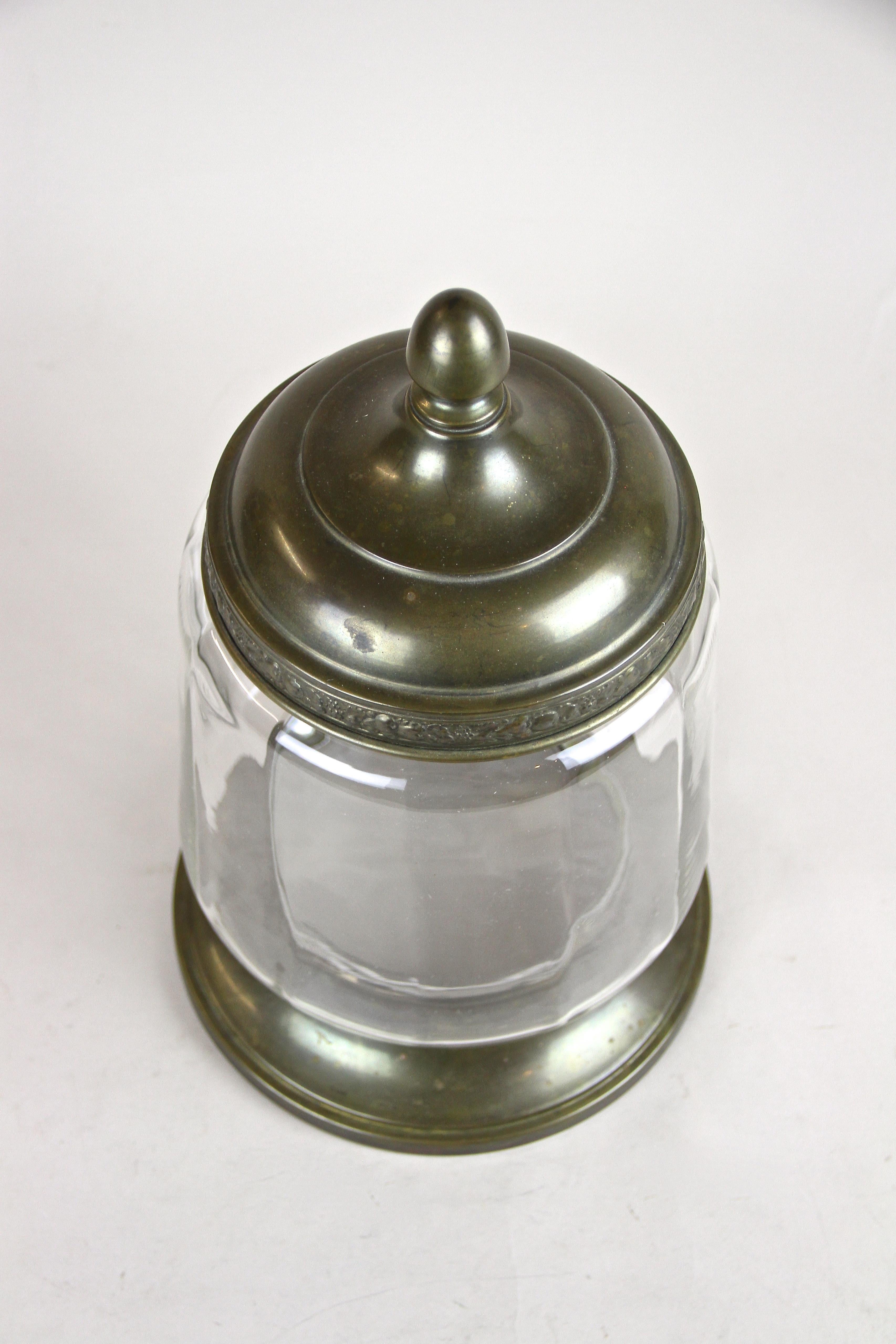 Art Nouveau Candy Glass Jar or Punch Bowl with Lid, Austria, circa 1910 For Sale 8