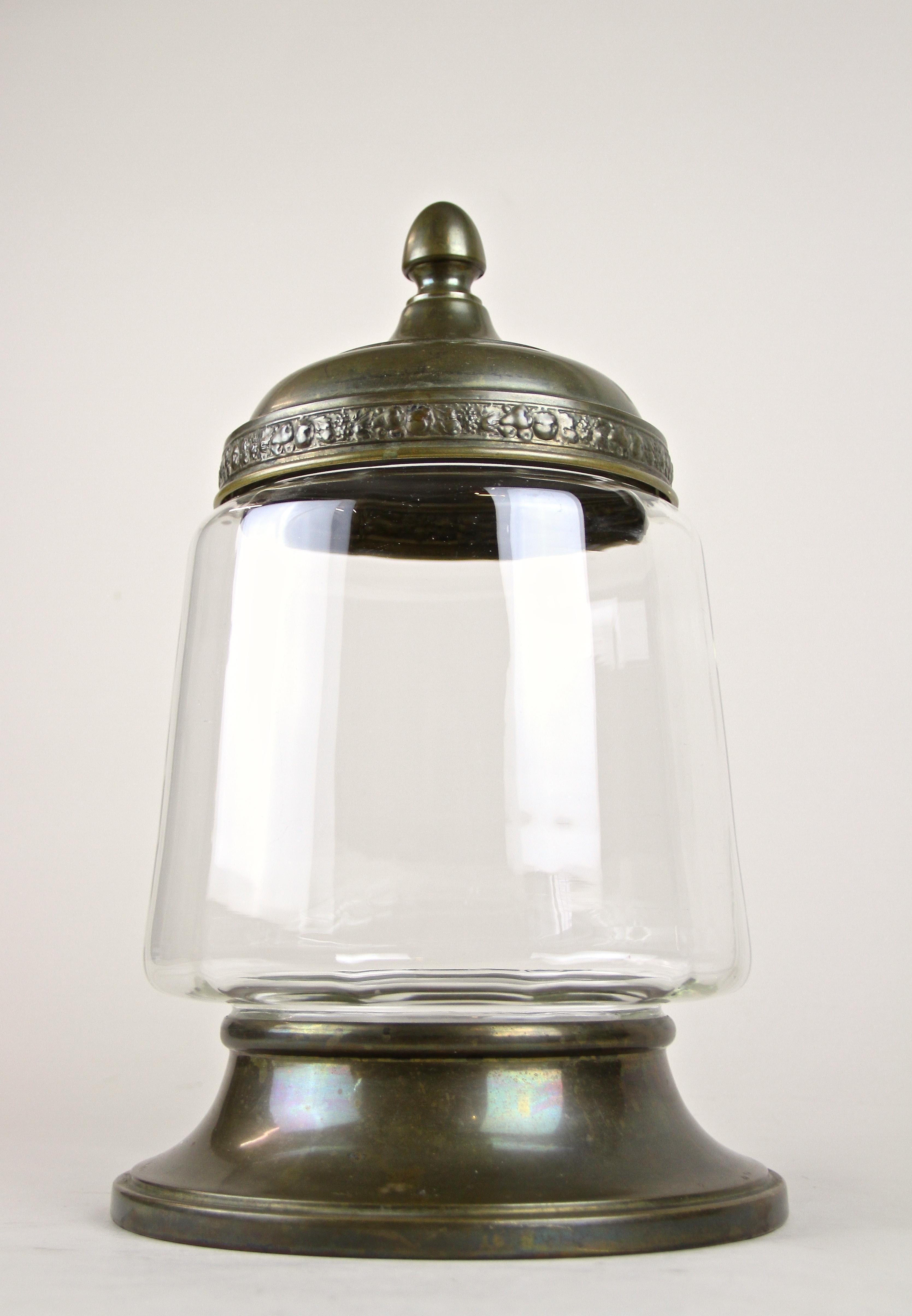 Art Nouveau Candy Glass Jar or Punch Bowl with Lid, Austria, circa 1910 For Sale 1