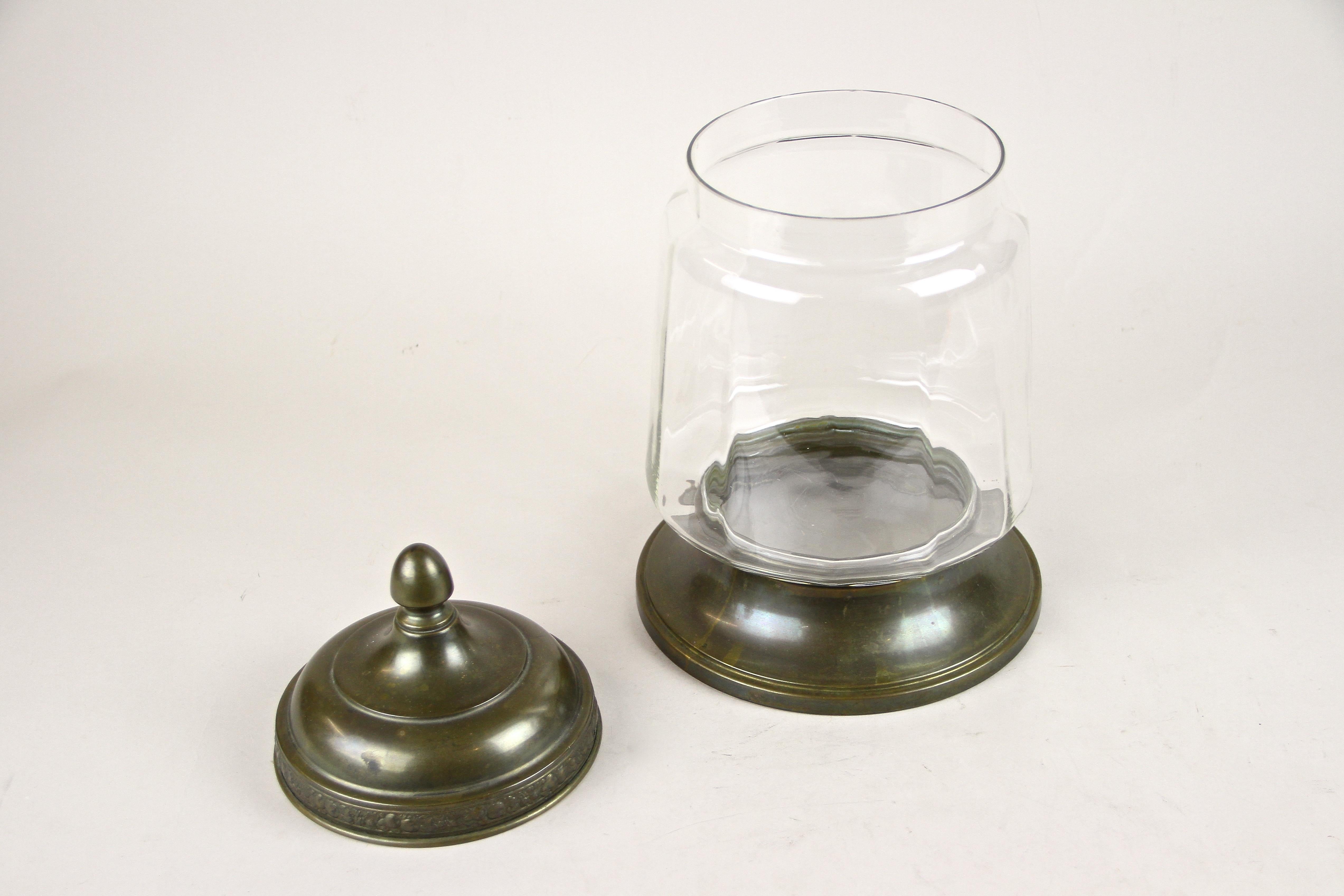 Art Nouveau Candy Glass Jar or Punch Bowl with Lid, Austria, circa 1910 For Sale 2