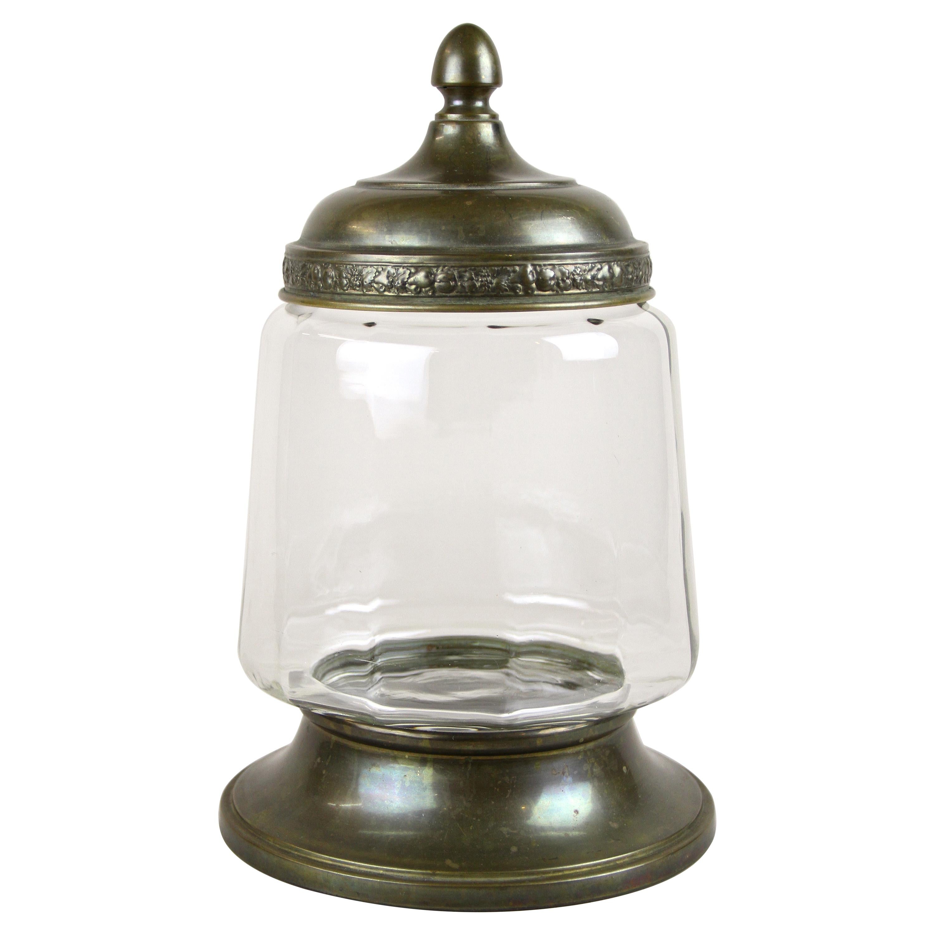 Art Nouveau Candy Glass Jar or Punch Bowl with Lid, Austria, circa 1910