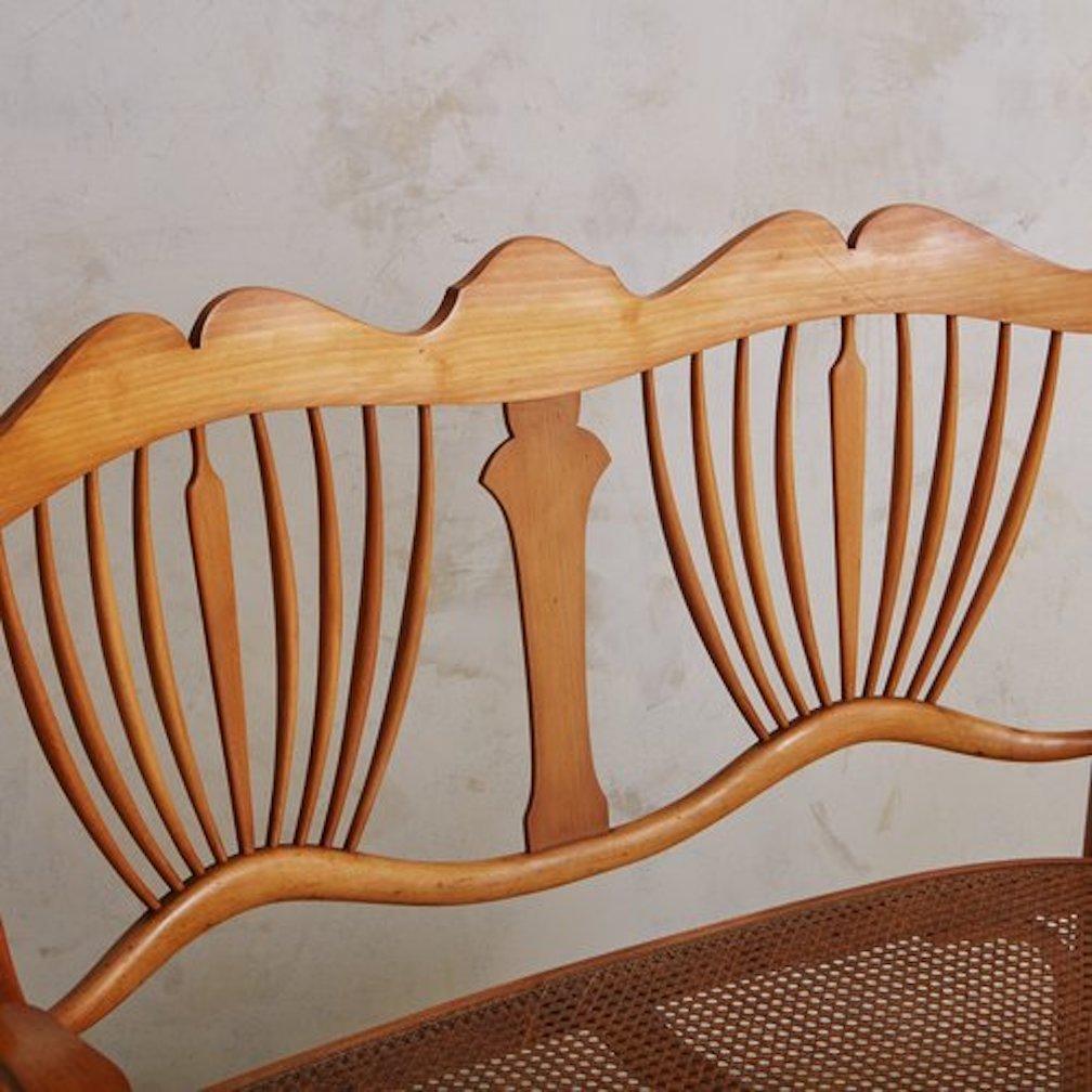 20th Century Art Nouveau Caned Loveseat Attributed to Fischel, France 1900s For Sale