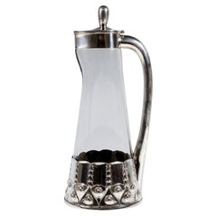 Art Nouveau Carafe Decanter With Silver Mount, VSF Duesseldorf, Germany, Ca 1900