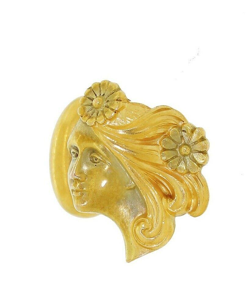 Men's Art Nouveau Carter Gough & Co 14K Gold Figural Cufflinks Lady Gibson Girl Newark