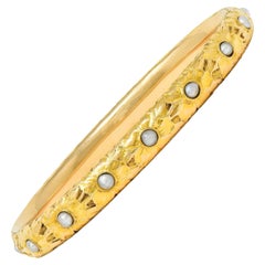 Art Nouveau Carter Gough & Co. Bracciale floreale antico in oro 14K con perle
