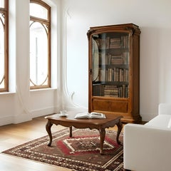 Art Nouveau Carved and Burl Walnut Display Cabinet circa 1900