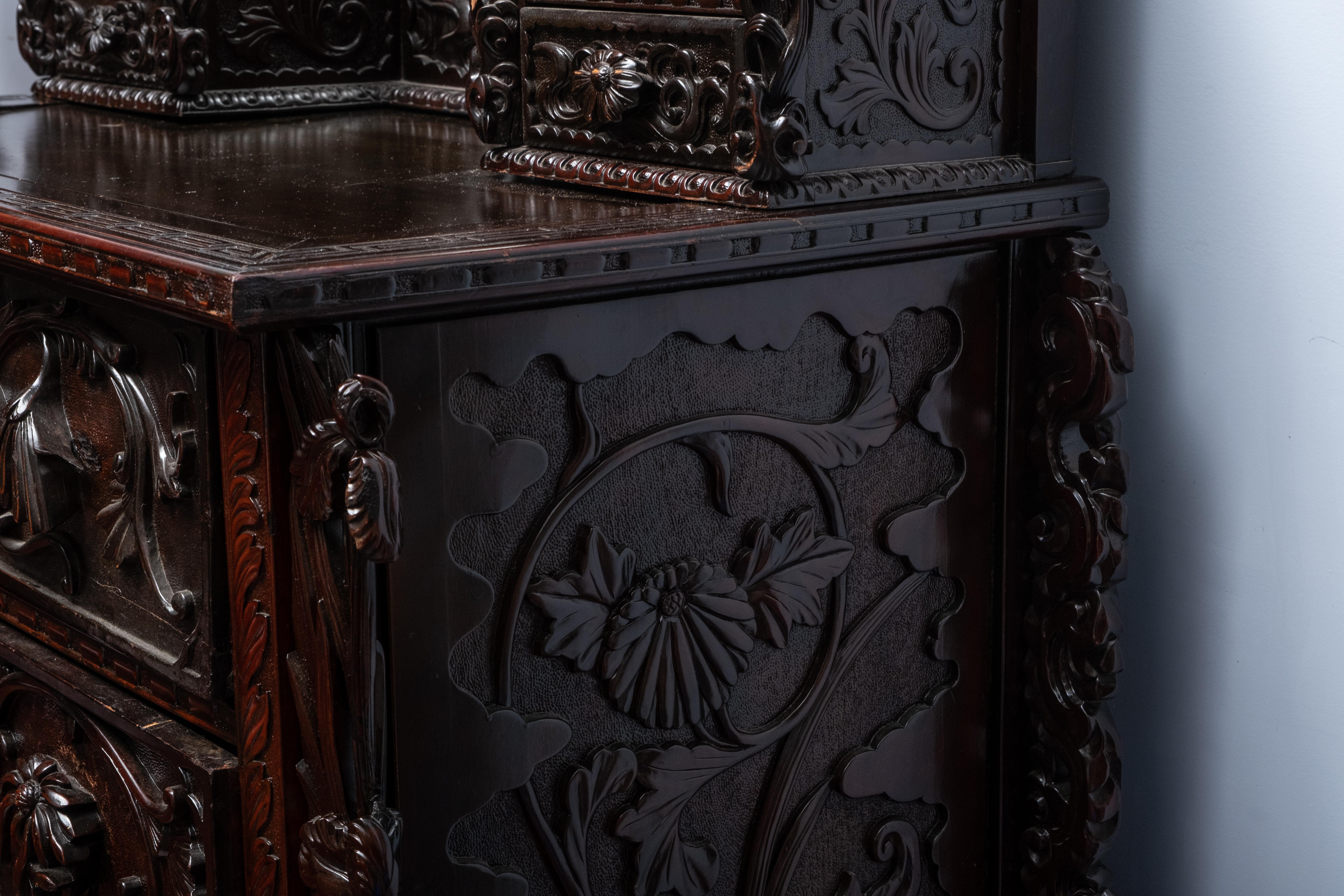 Art Nouveau Carved and Ebonized Mirrored Dresser 5