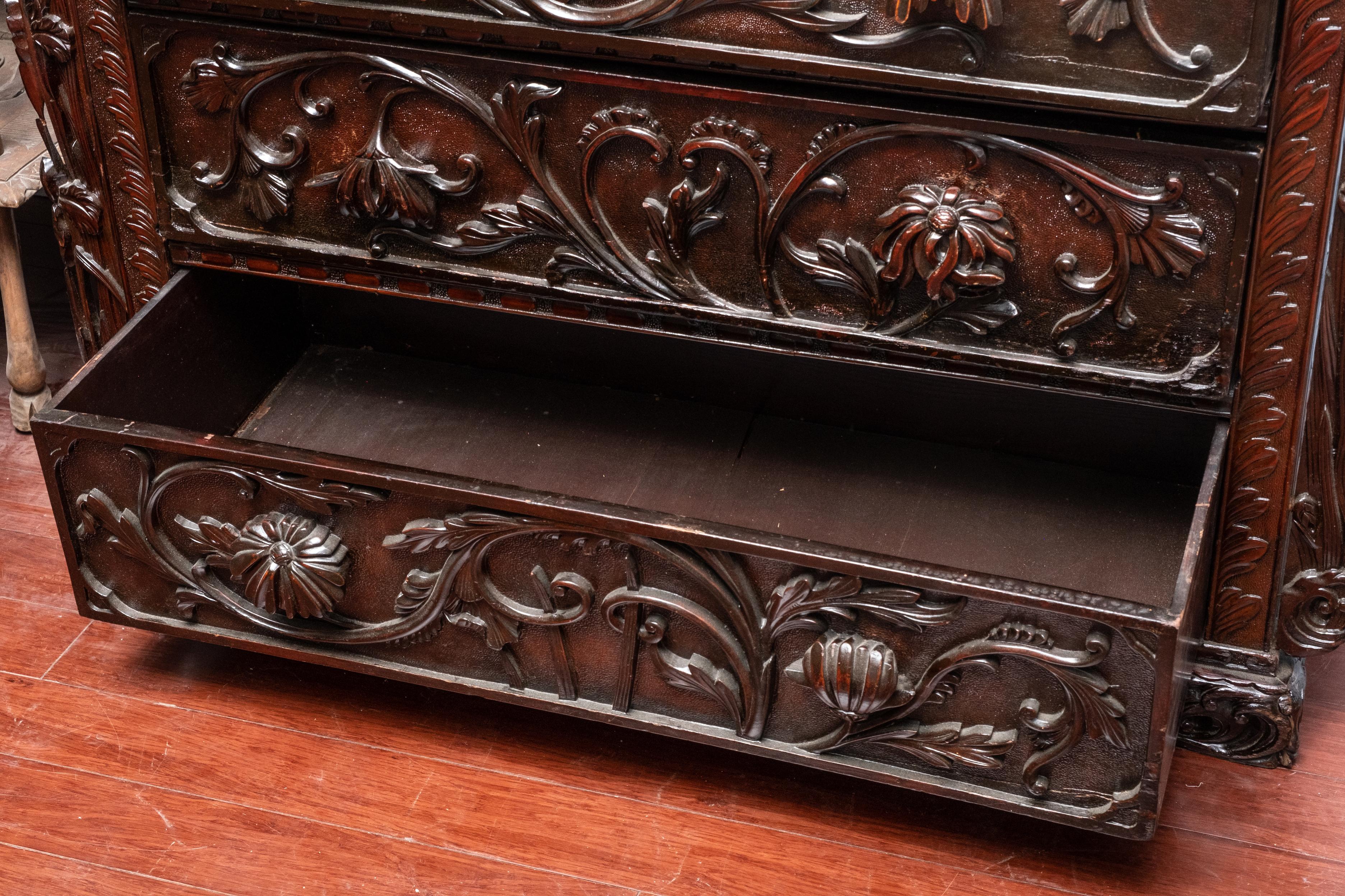 Art Nouveau Carved and Ebonized Mirrored Dresser 11