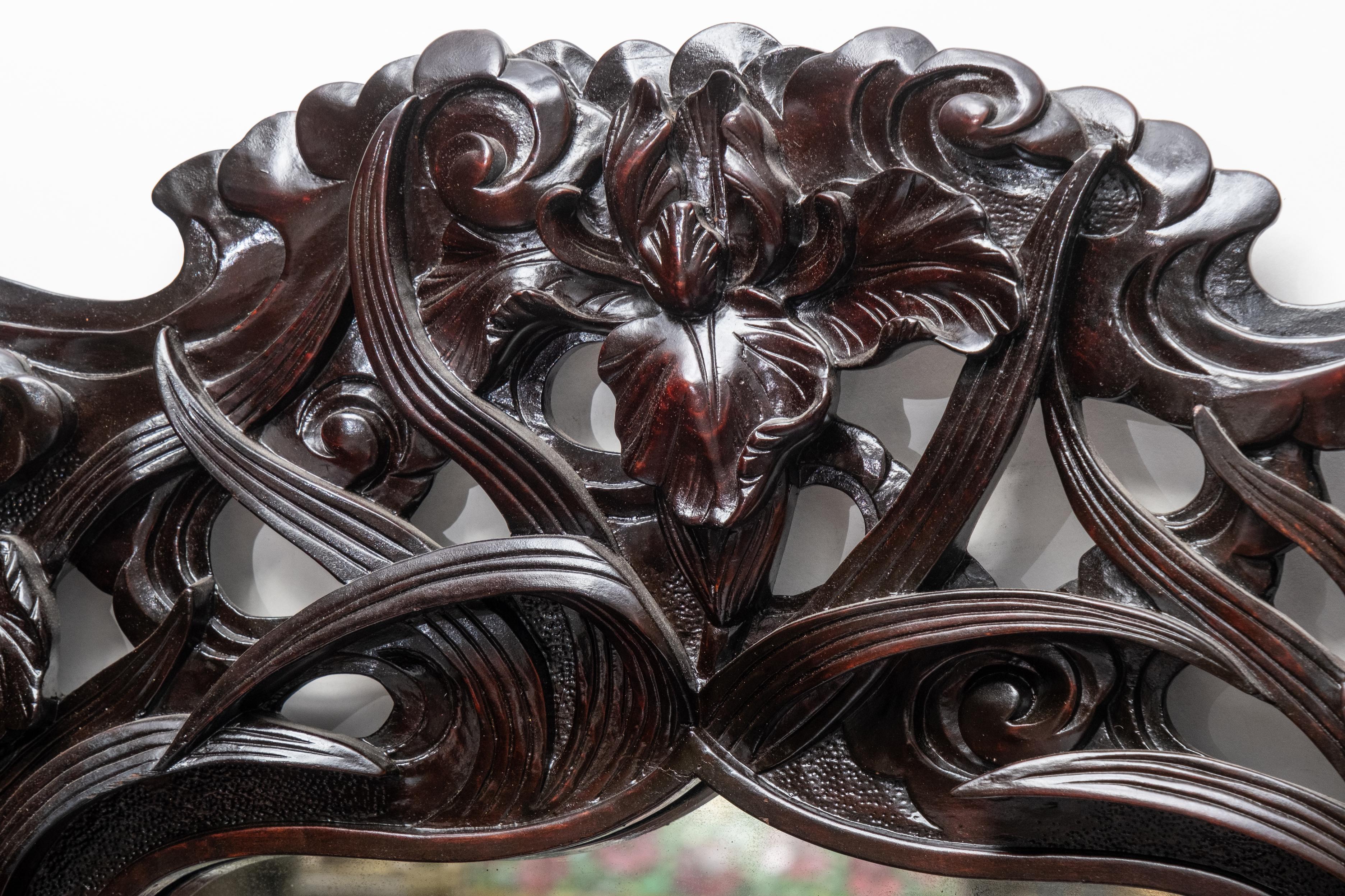 Art Nouveau Carved and Ebonized Mirrored Dresser 1
