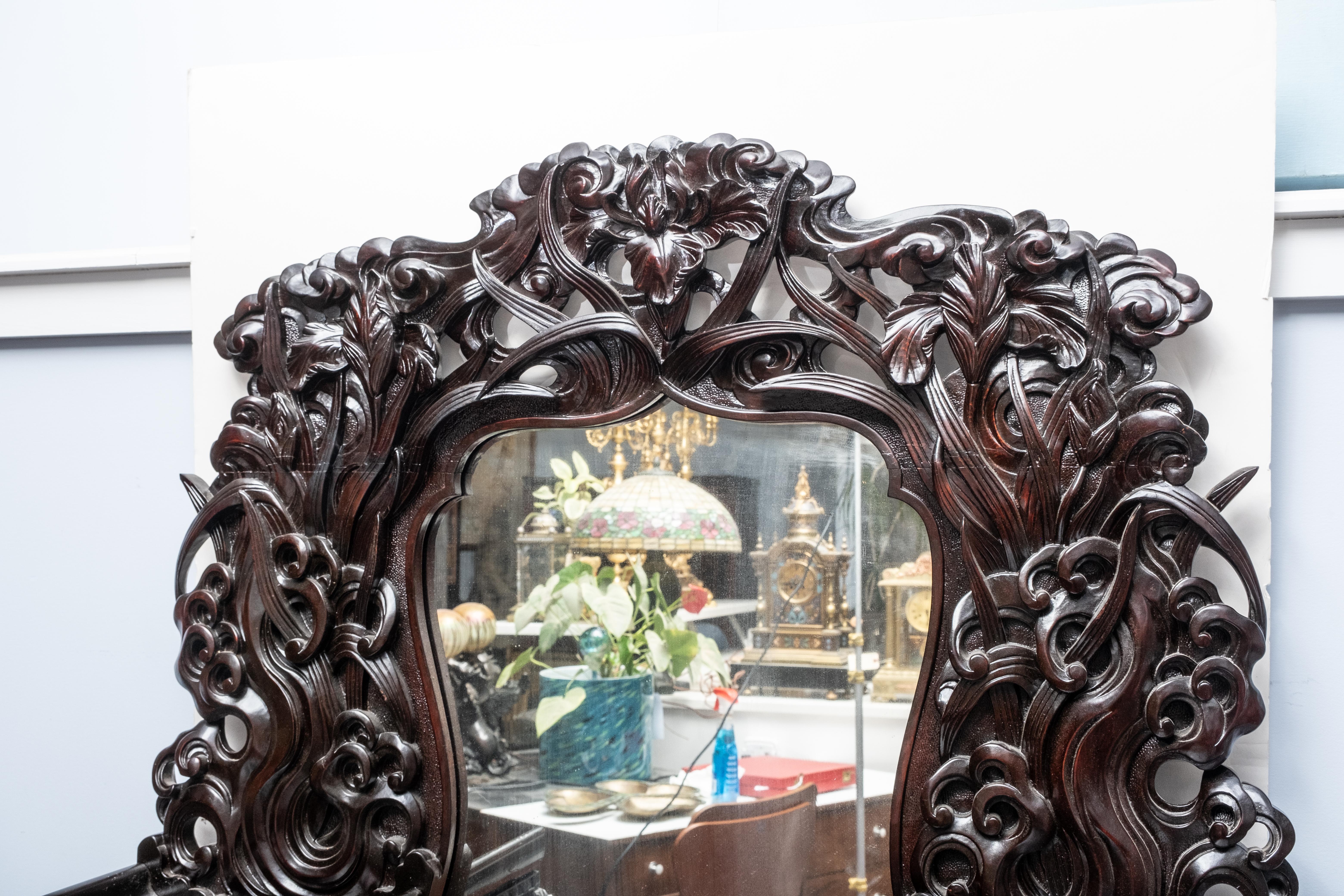 Art Nouveau Carved and Ebonized Mirrored Dresser 3