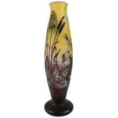 Art Nouveau Decorative Unique Carved Glass Vase Sweden 1900s