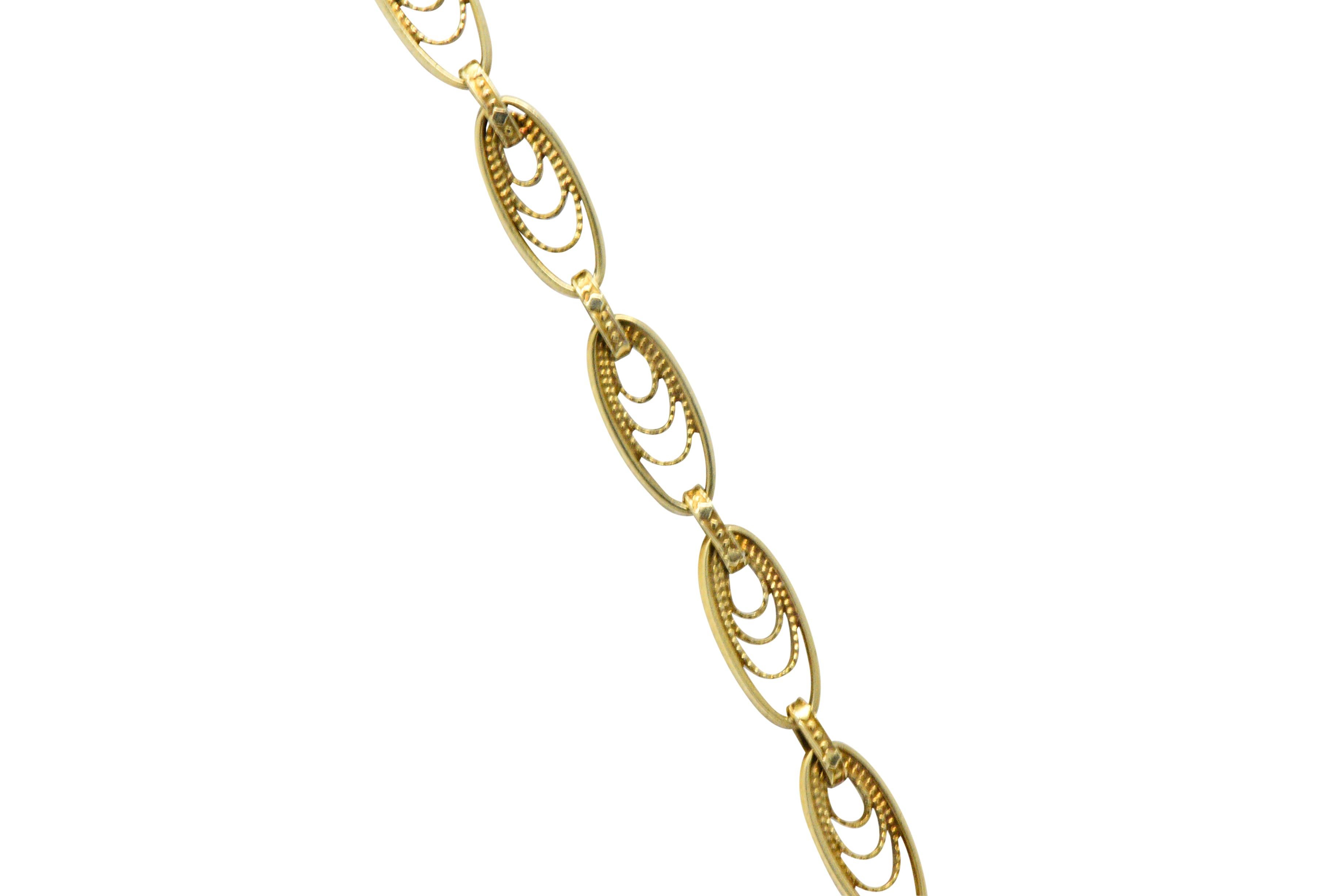 Art Nouveau Carved Jade 14 Karat Gold Drop Necklace 1