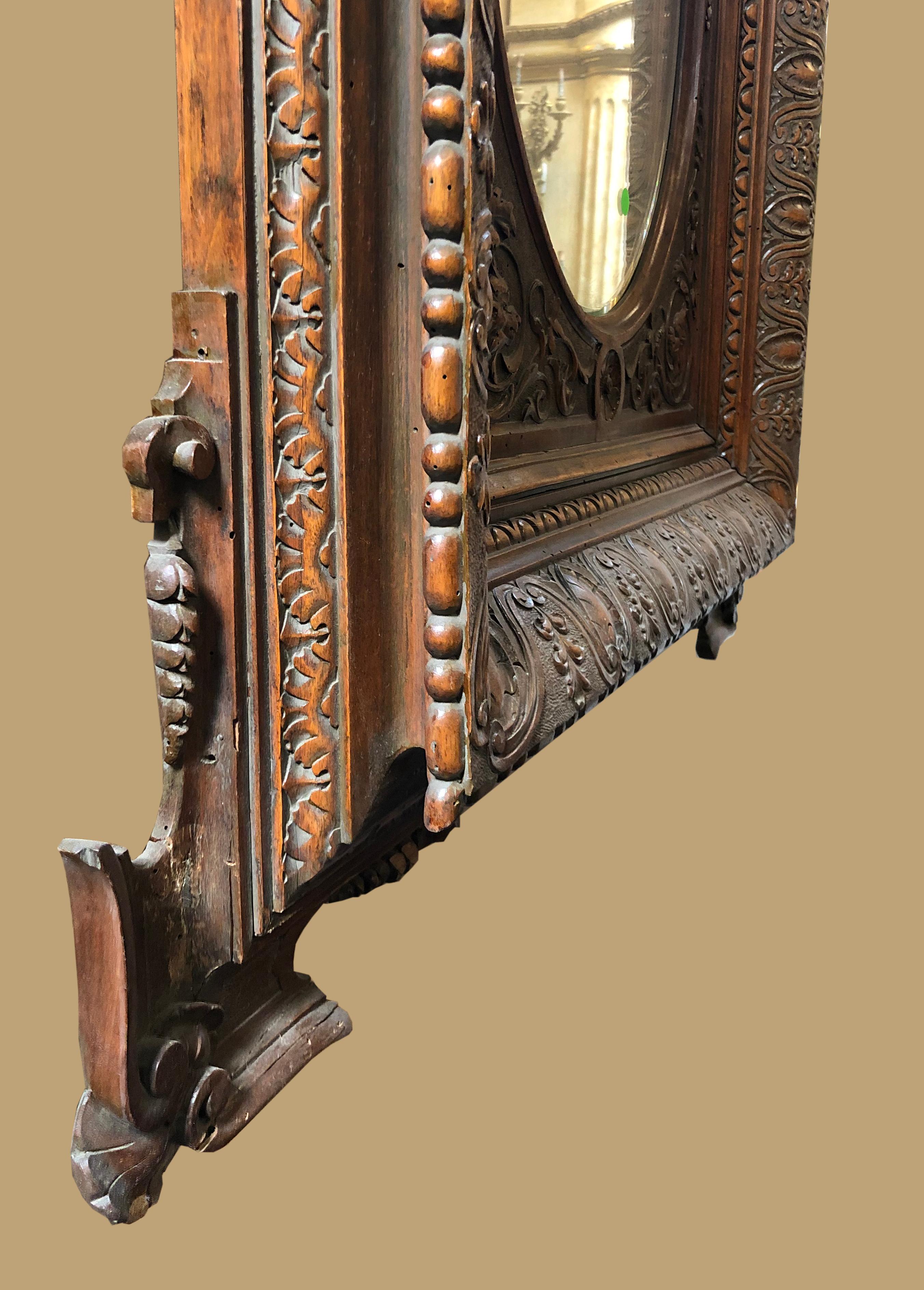 Art Nouveau geschnitzter Spiegel CIRCA 1900 9