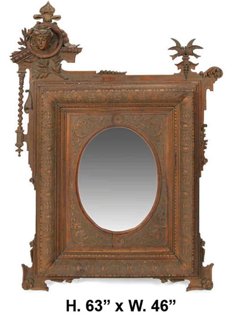 Art Nouveau geschnitzter Spiegel CIRCA 1900 3