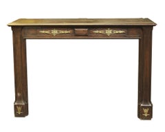 Art Nouveau Carved Oak Mantel with Applique