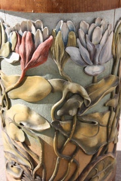 Art Nouveau Carved Paper Basket/Umbrella Stand