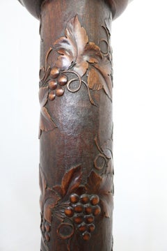 Art Nouveau Carved Pedestal Plant Stand, French