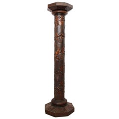 Art Nouveau Carved Pedestal Plant Stand, French