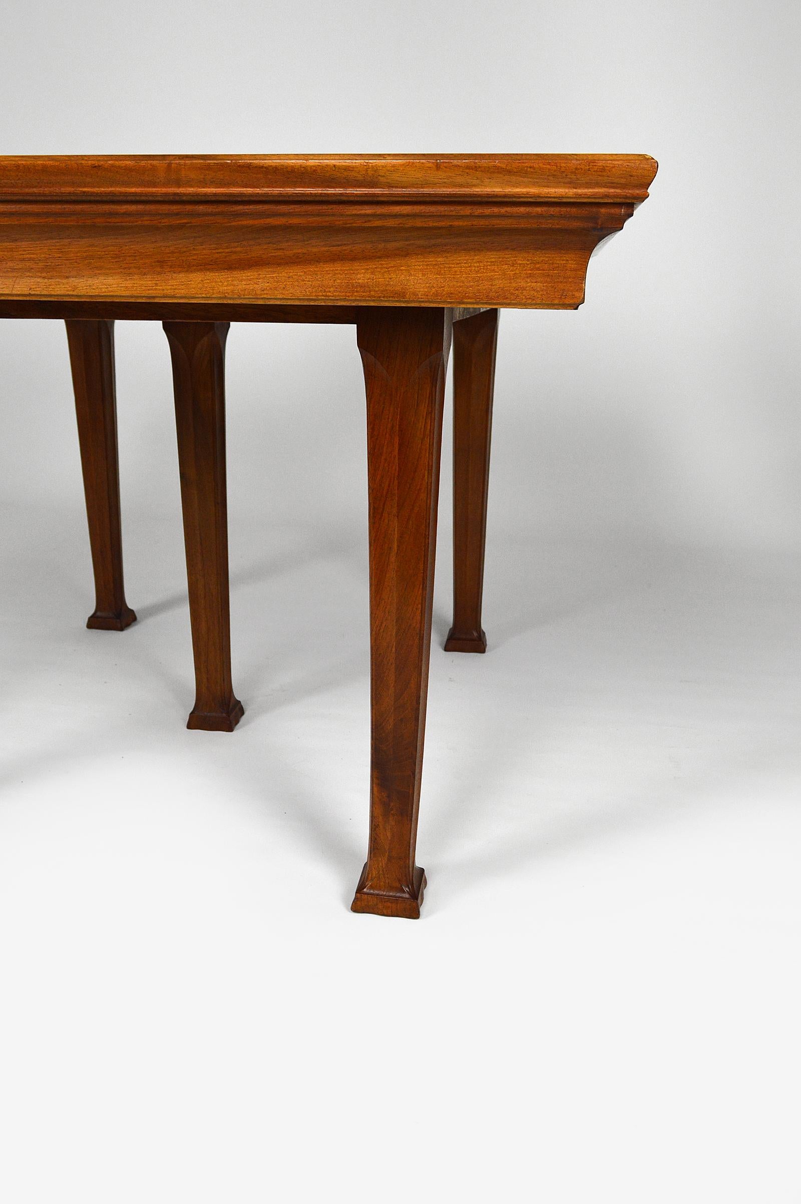 Wood Art Nouveau Carved Walnut Dining Table, circa 1905, Attributed to Georges Nowak For Sale