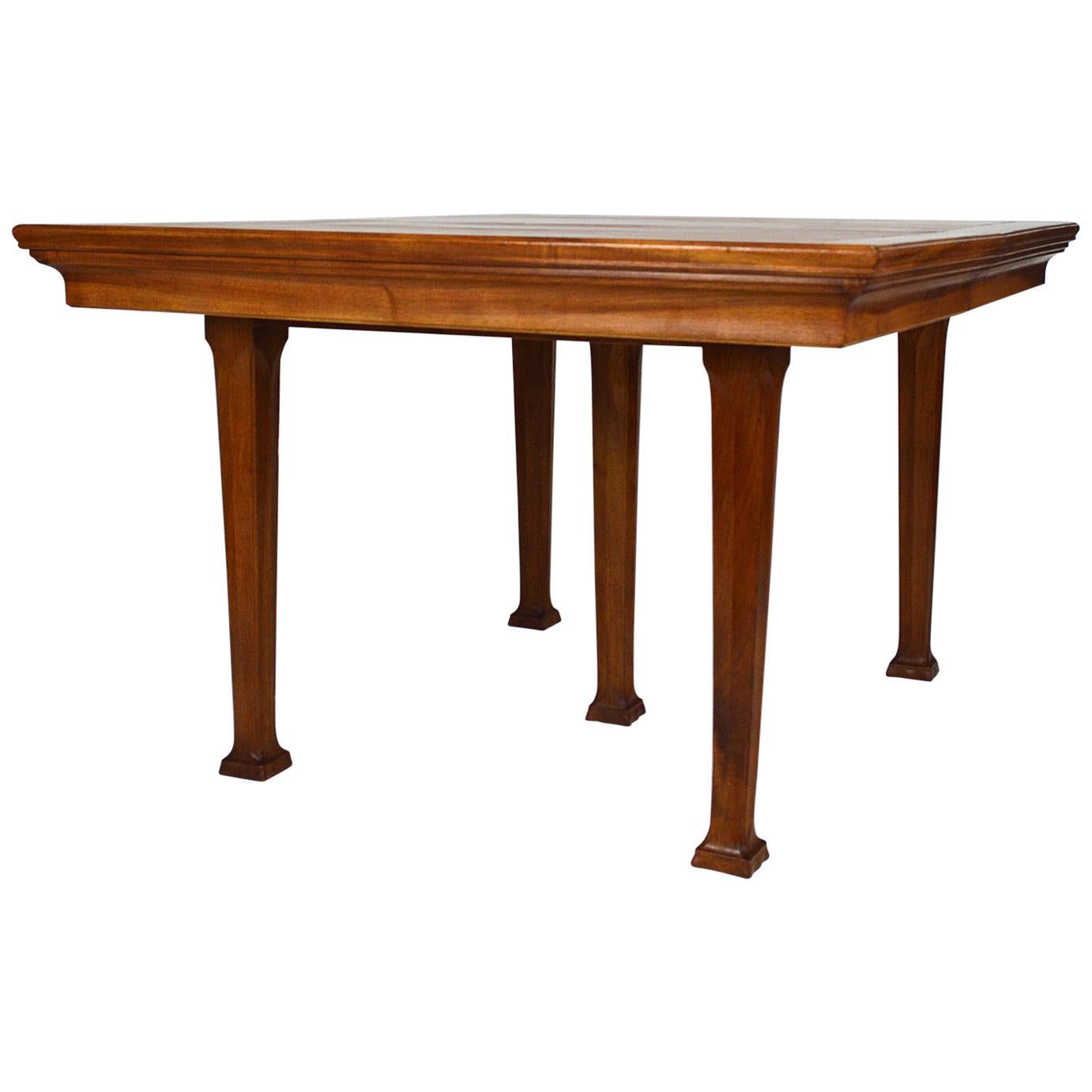 Art Nouveau Carved Walnut Dining Table, circa 1905, Attributed to Georges Nowak For Sale