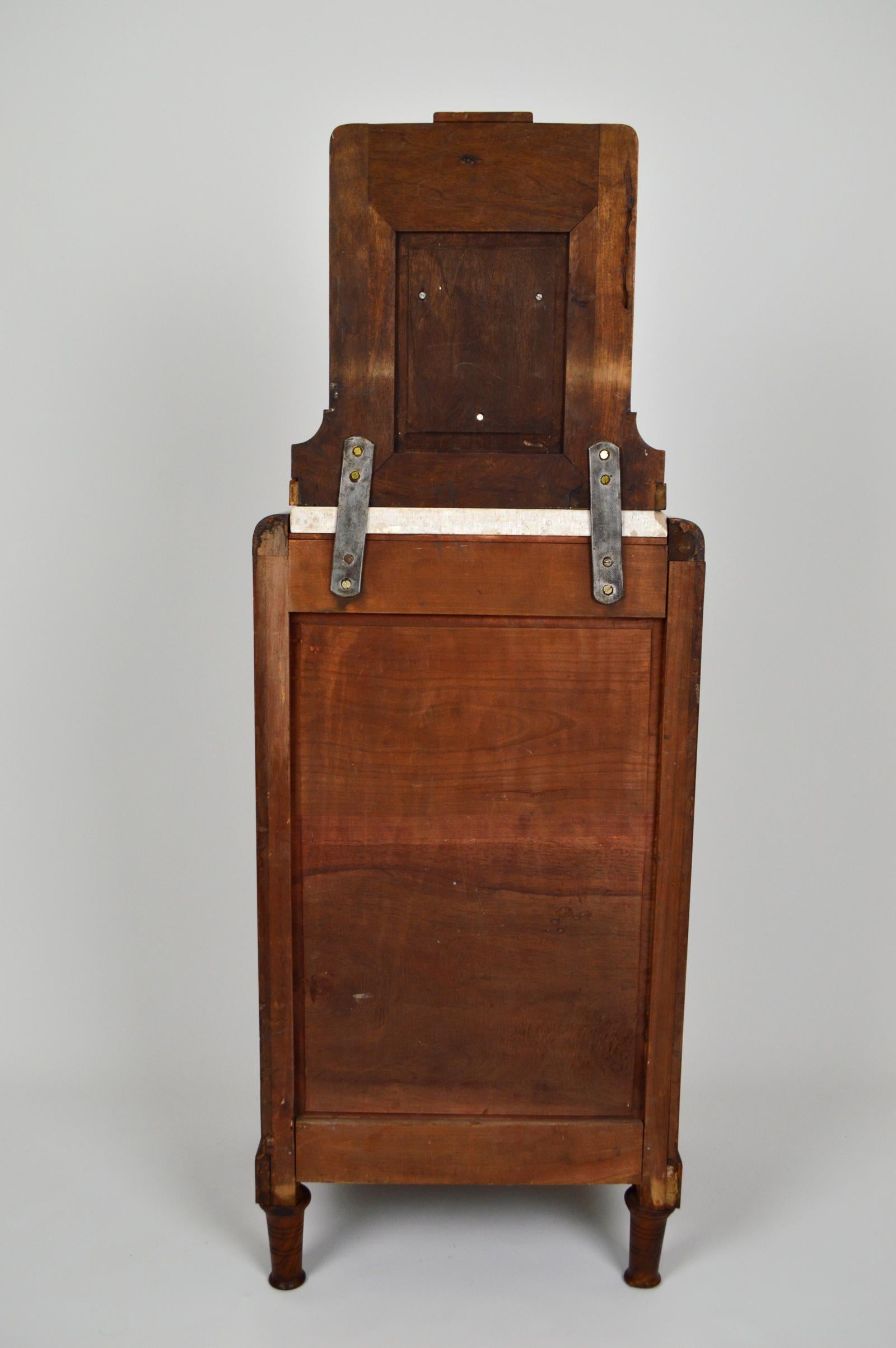 Art Nouveau Carved Walnut Nightstand / Bedside Table with Marble Top, circa 1900 For Sale 7