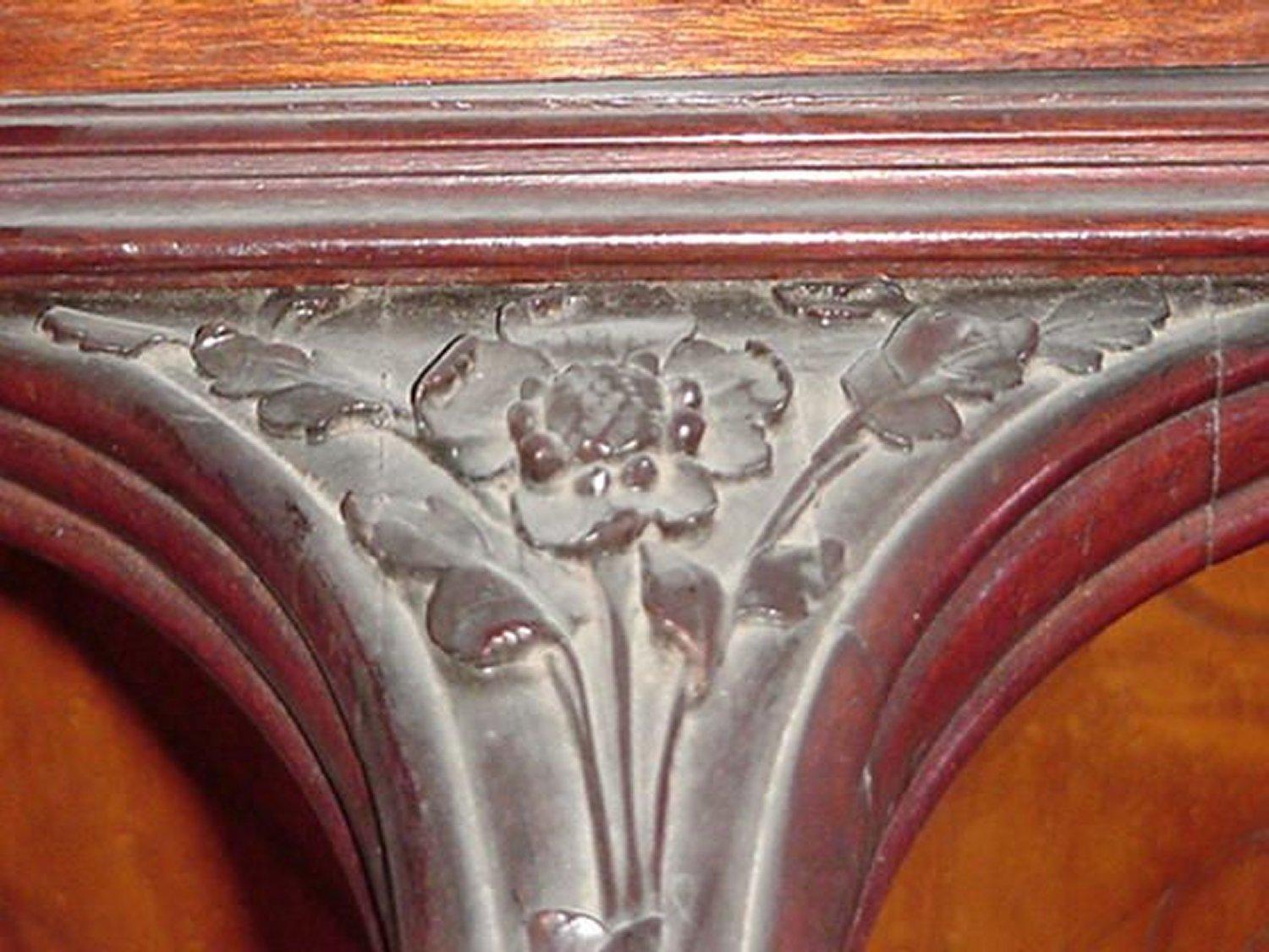 Art Nouveau Carved Walnut  inlaid & glazed Salon Cabinet by Louis Majorelle For Sale 3