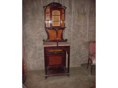 Art Nouveau Carved Walnut  inlaid & glazed Salon Cabinet by Louis Majorelle