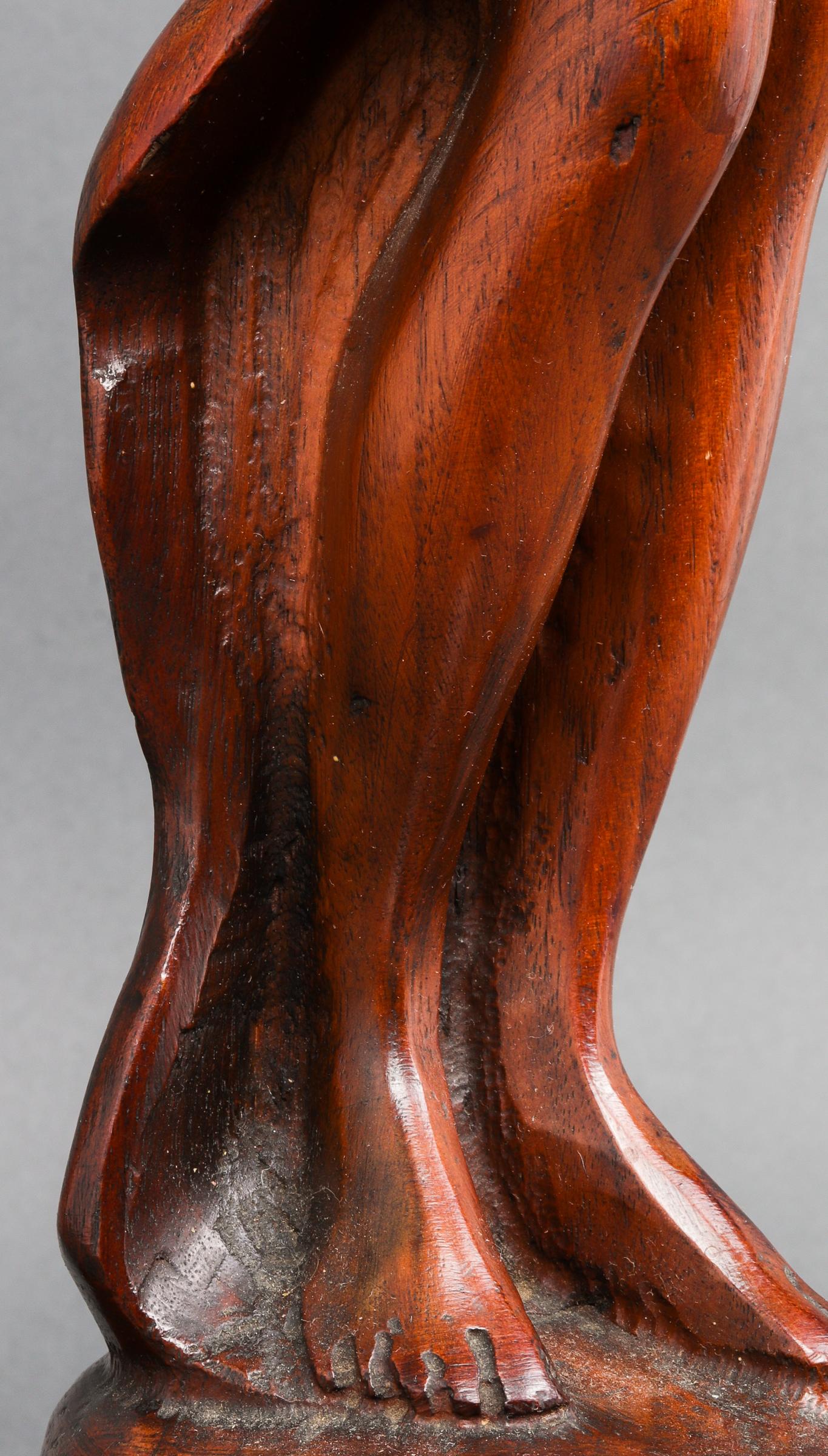 Art Nouveau Carved Wood Figural Pedestal Stand 2