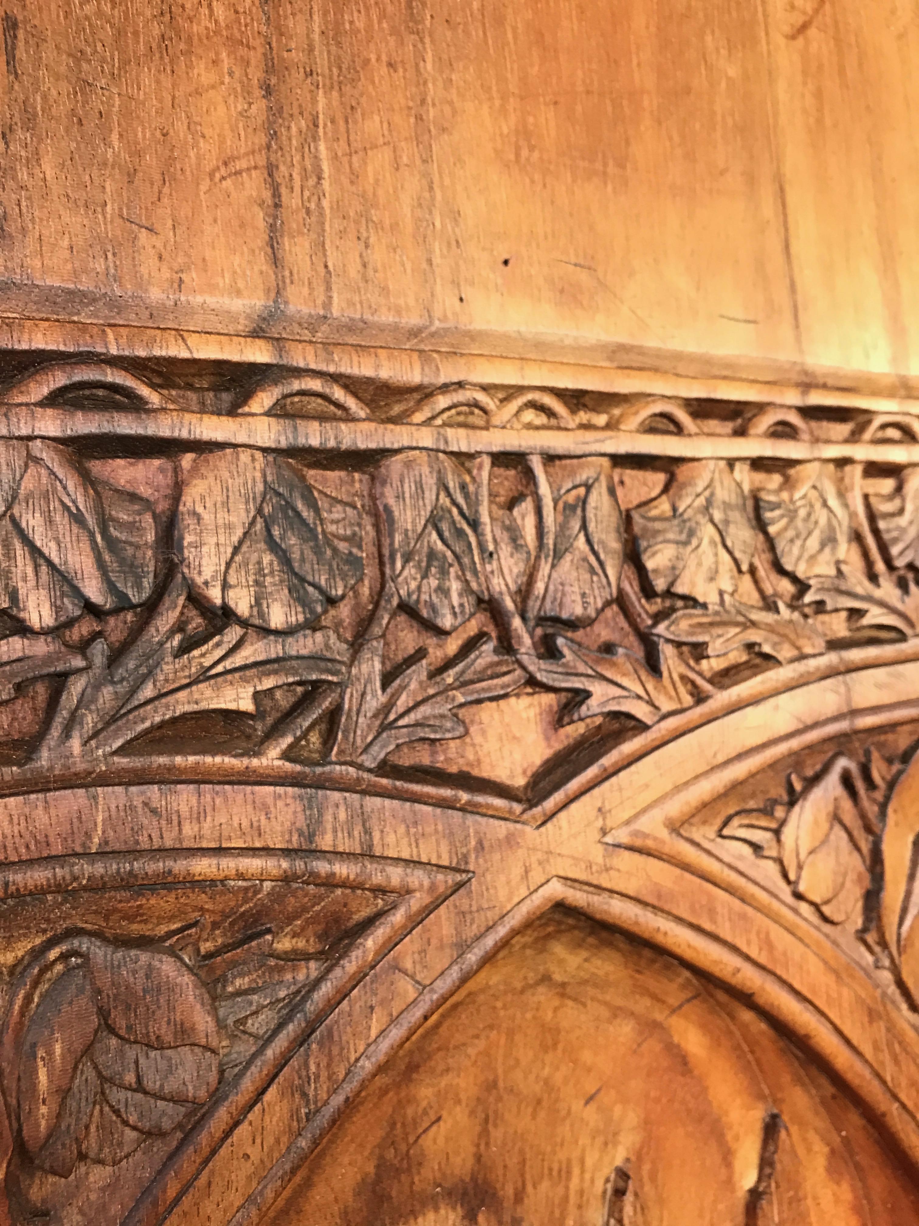 Art Nouveau Carved Wood Panel after Alphonse Mucha’s “Repos de la Nuit” 4