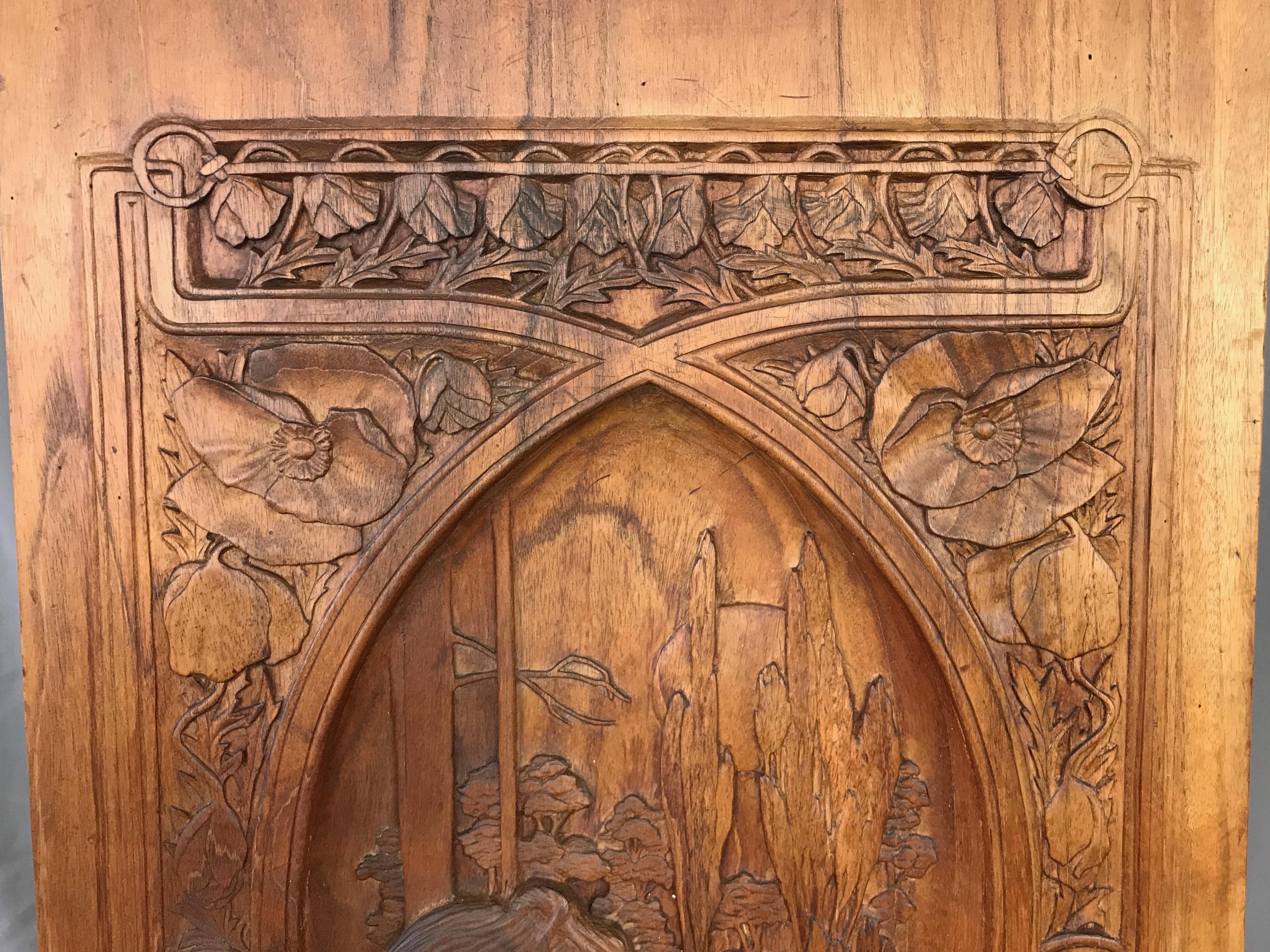 Art Nouveau Carved Wood Panel after Alphonse Mucha’s “Repos de la Nuit” 2
