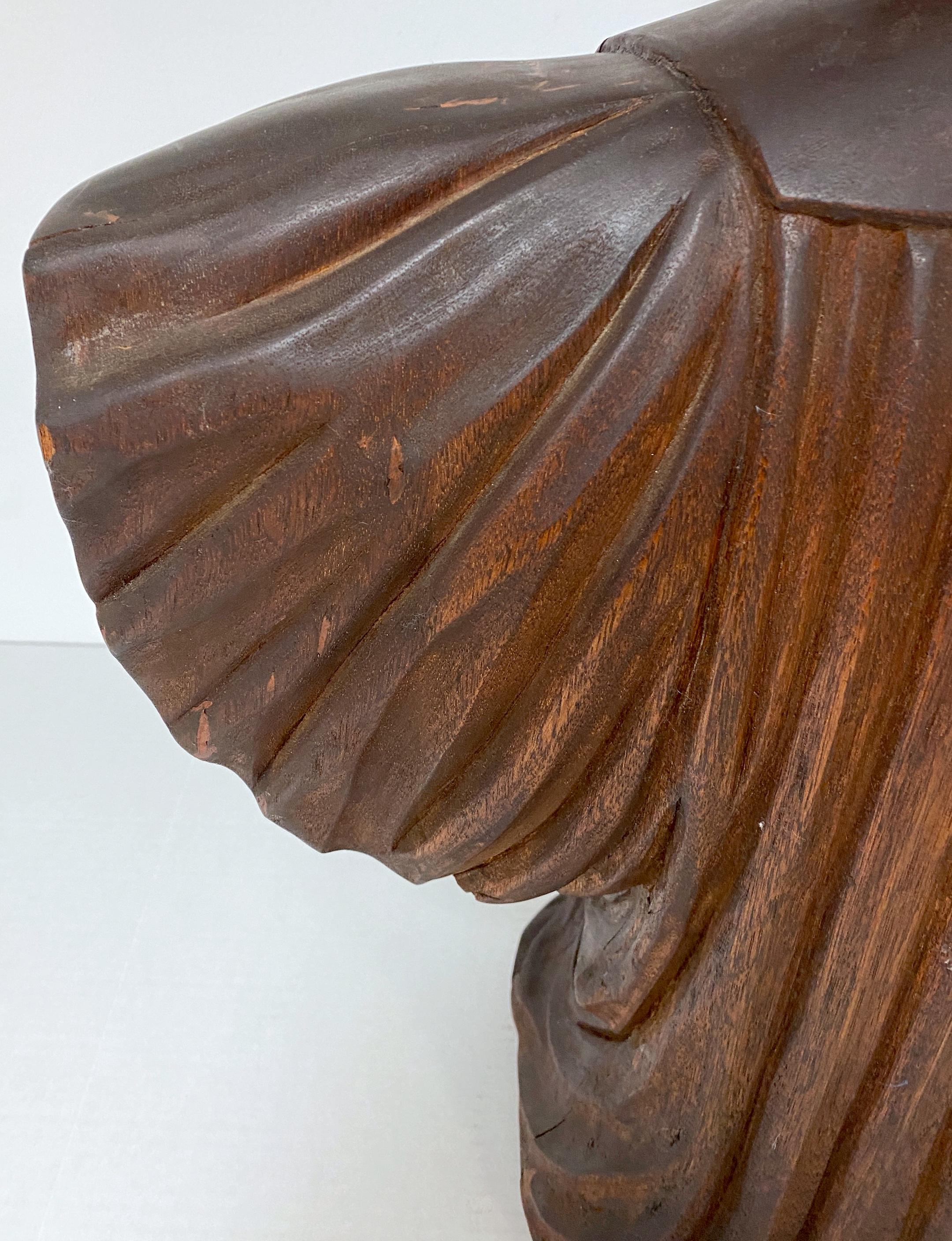 Art Nouveau Carved Wood Portrait of a Russian Maiden with Kokoshnik Headdress For Sale 4