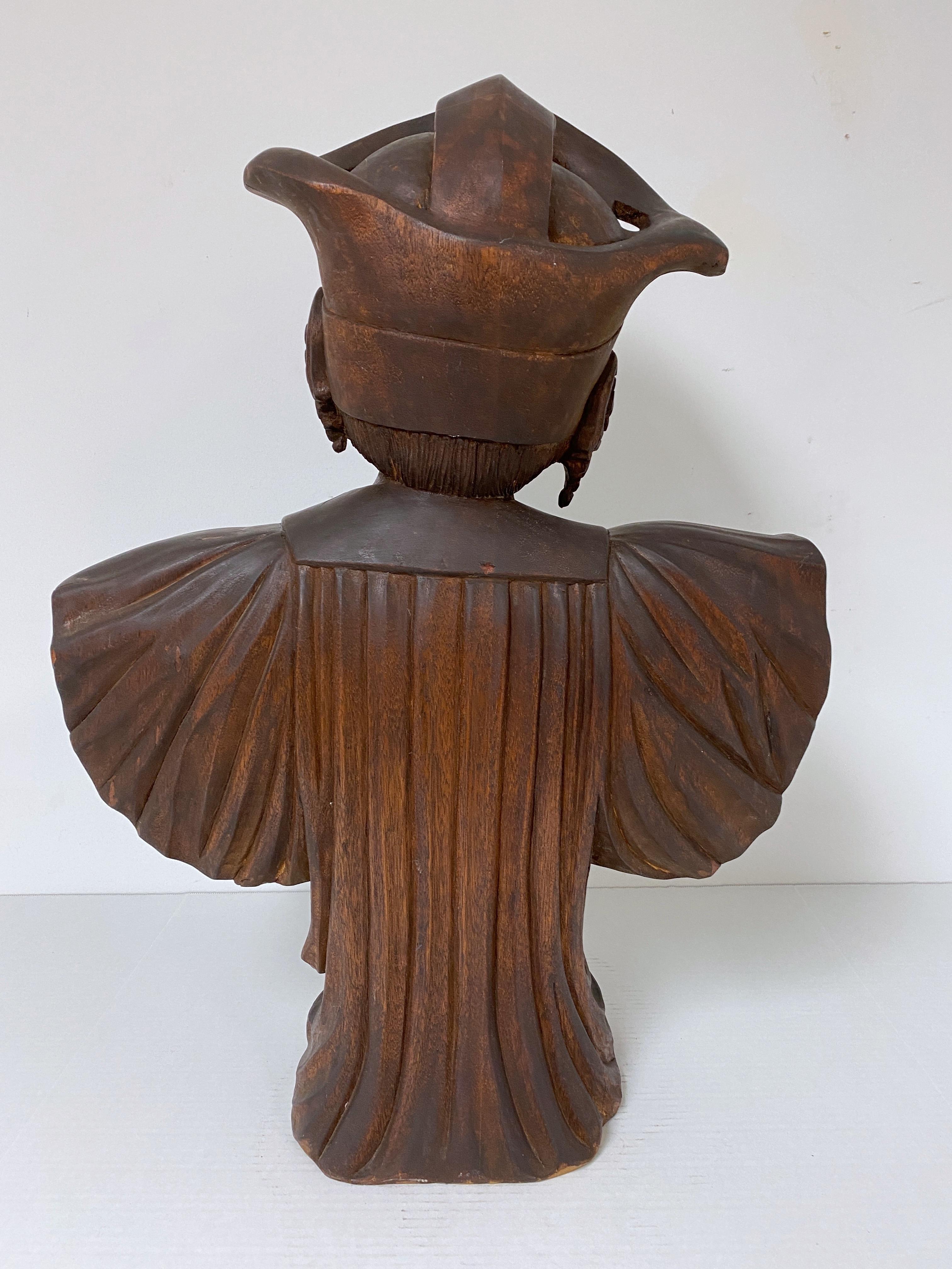 Art Nouveau Carved Wood Portrait of a Russian Maiden with Kokoshnik Headdress For Sale 3