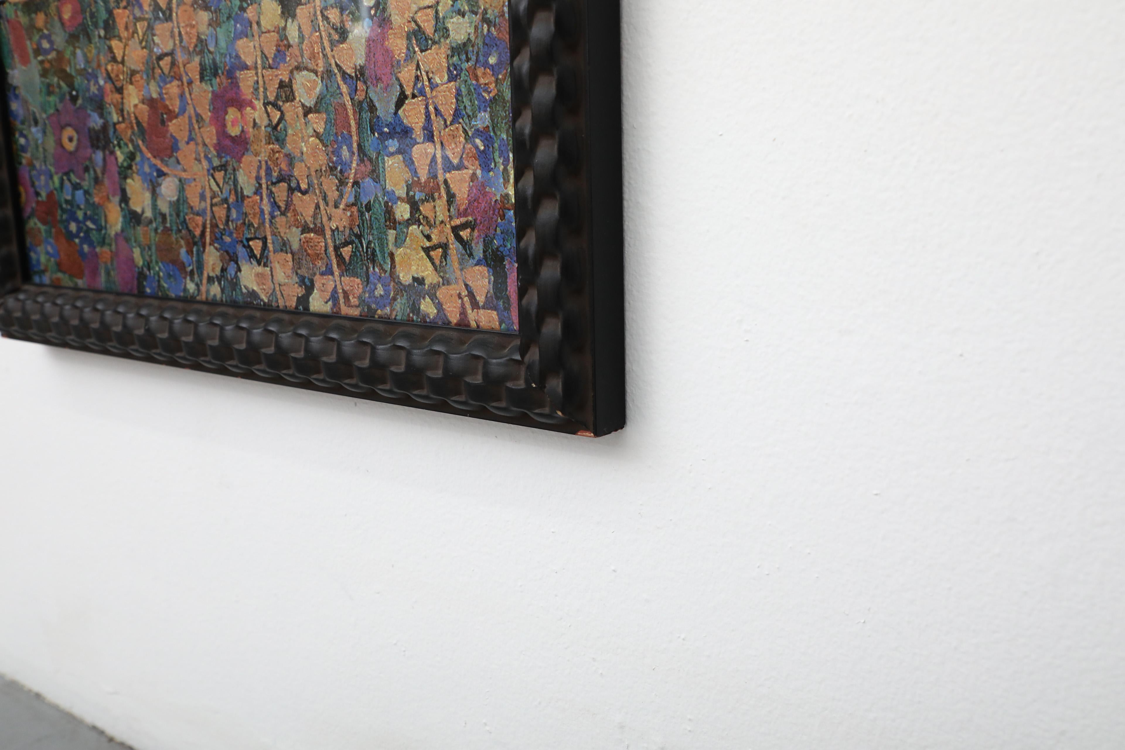 Marco de madera tallada Art Nouveau con grabado de Klimt de 