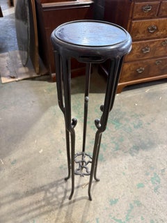 Art Nouveau Carved Wooden Plant Stand with Pierced Stretcher