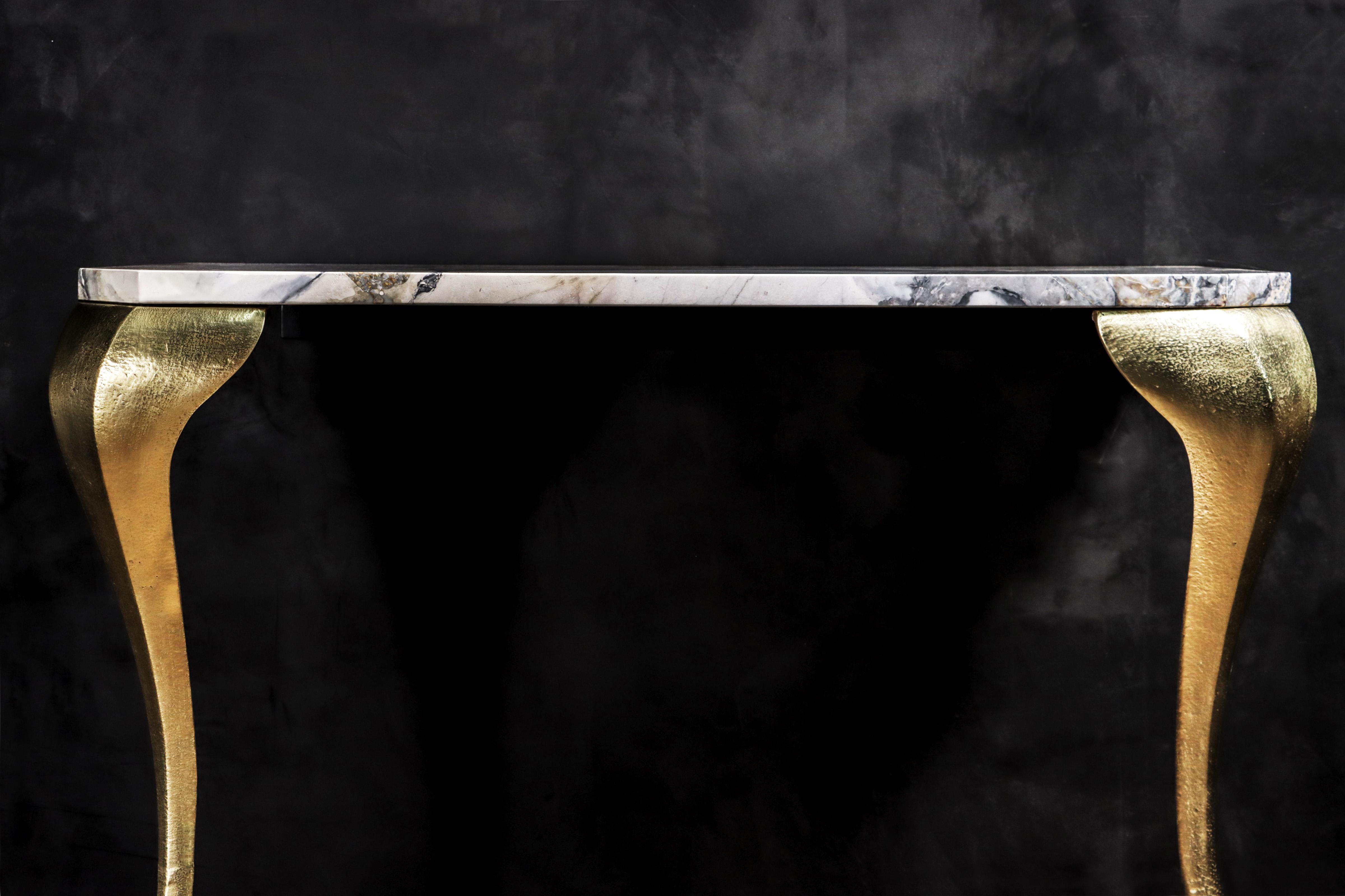 Cast Art Nouveau Bronze & Marble Console Table from Costantini, Lychorinda, In Stock For Sale