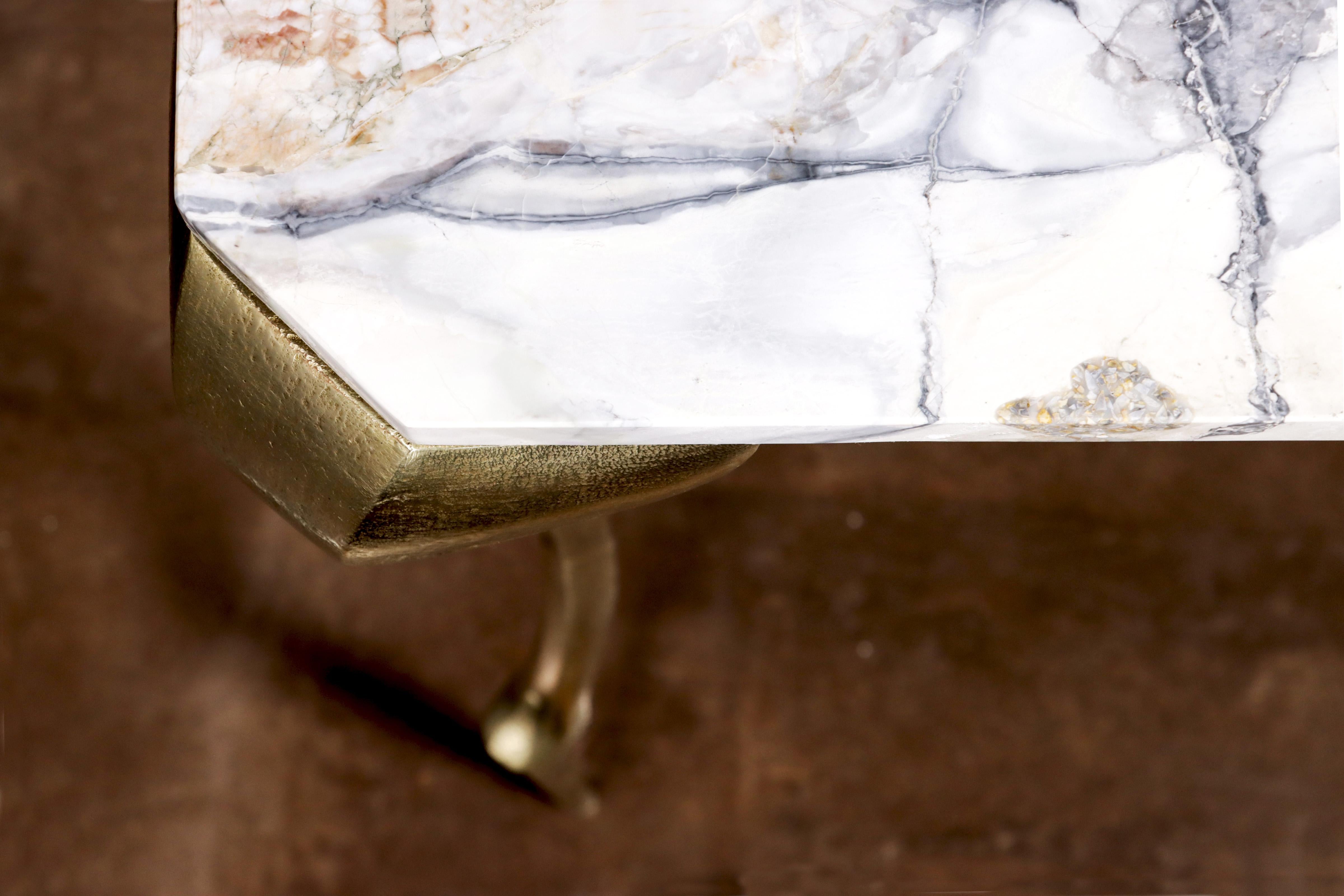 XXIe siècle et contemporain Table console Art Nouveau en bronze et marbre de Costantini, Lychorinda, en stock en vente