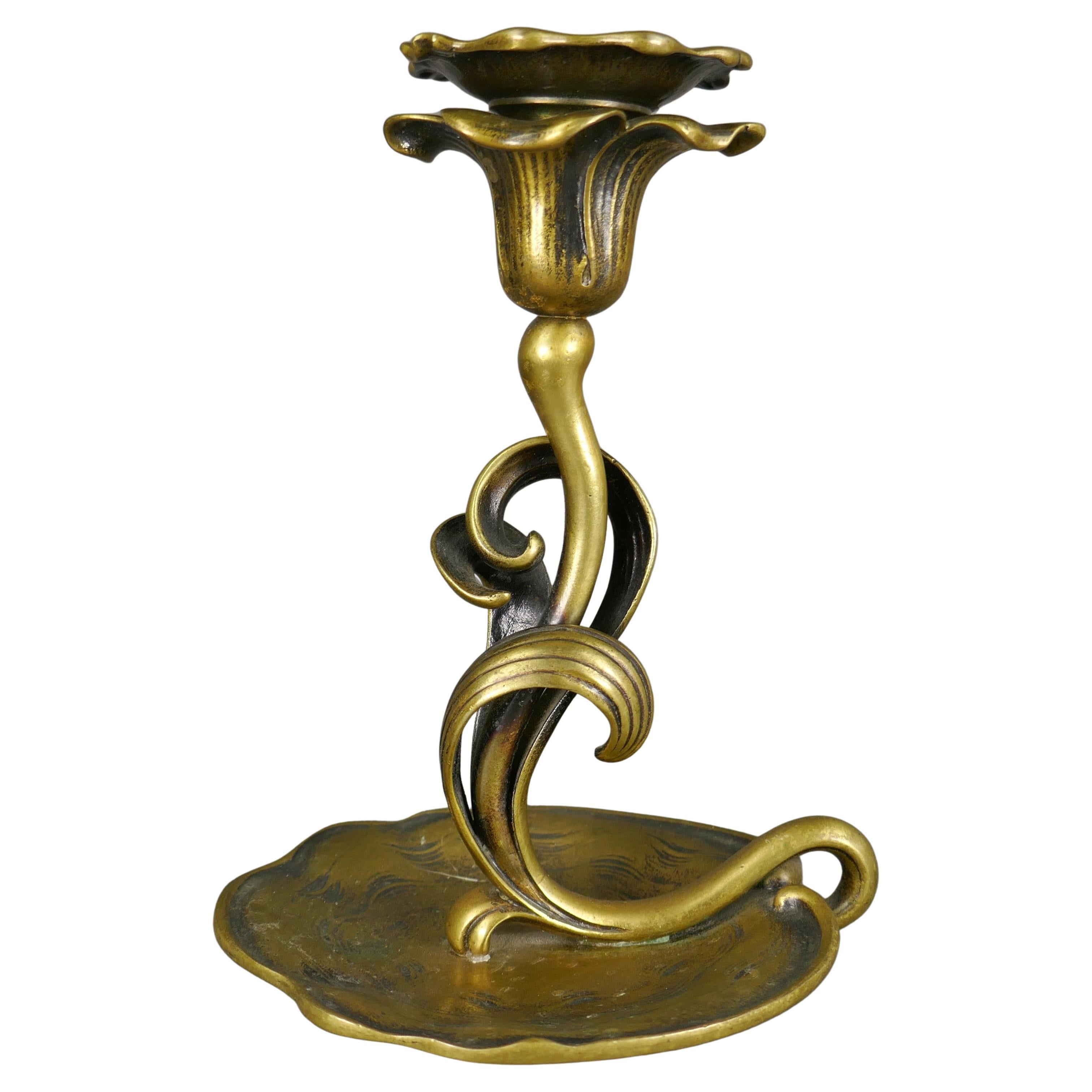 Art Nouveau Cast Bronze Vienna Austria Flower 
Vine Candlestick