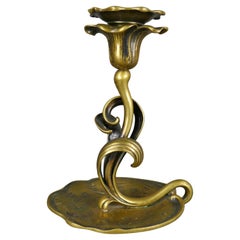 Art Nouveau Cast Bronze Vienna Austria Flower & Vine Candlestick