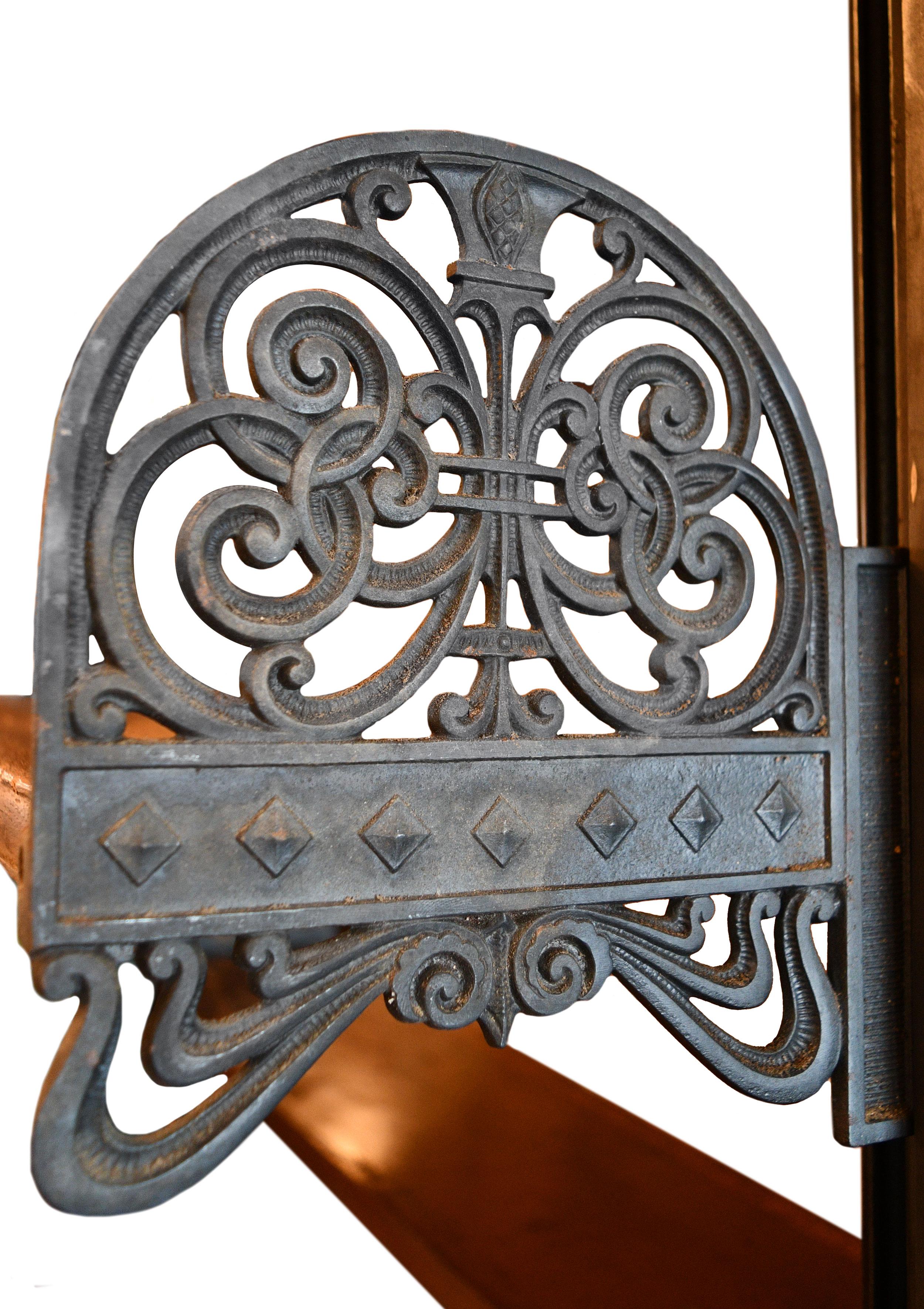 Art Nouveau Cast Iron and Wood Adjustable Book Shelves In Good Condition In Minneapolis, MN