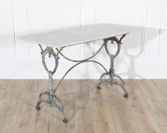 Art Nouveau Cast-Iron Bistro Table with Carrara Marble Top, circa 1900