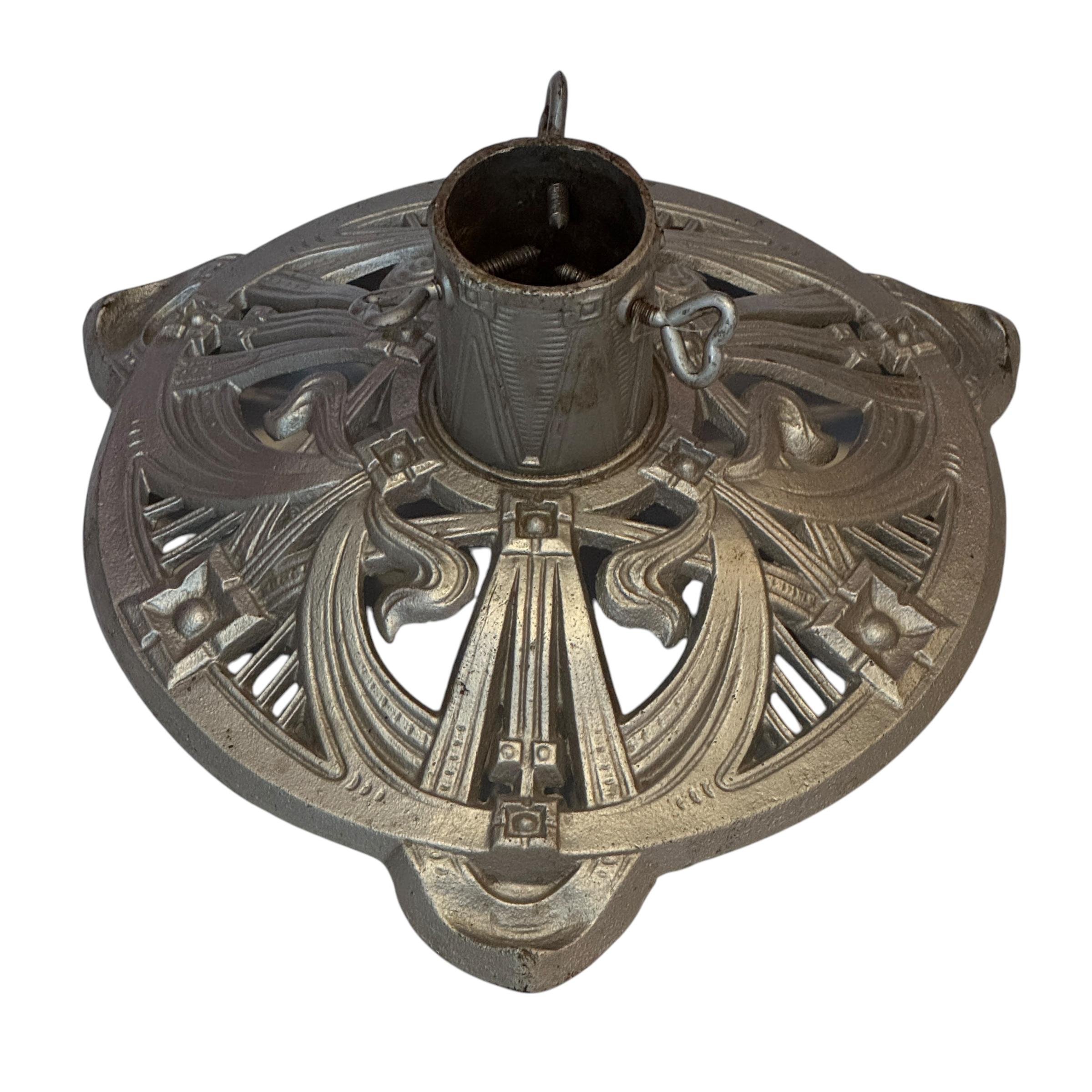 Folk Art Art Nouveau Cast Iron Christmas Tree Stand, Vintage, German, 1910s For Sale