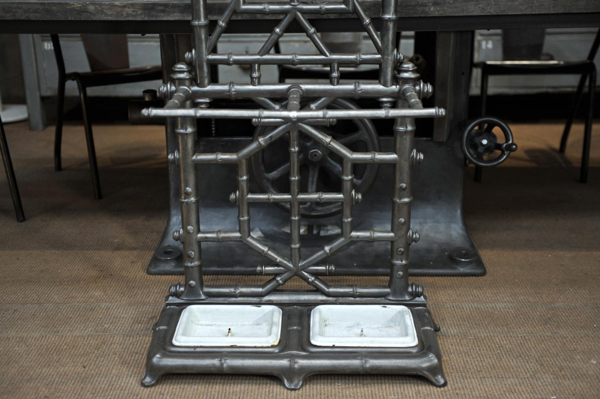 French Art Nouveau Cast Iron Coat Stand & Umbrella Stand Bamboo Style, circa 1890 For Sale
