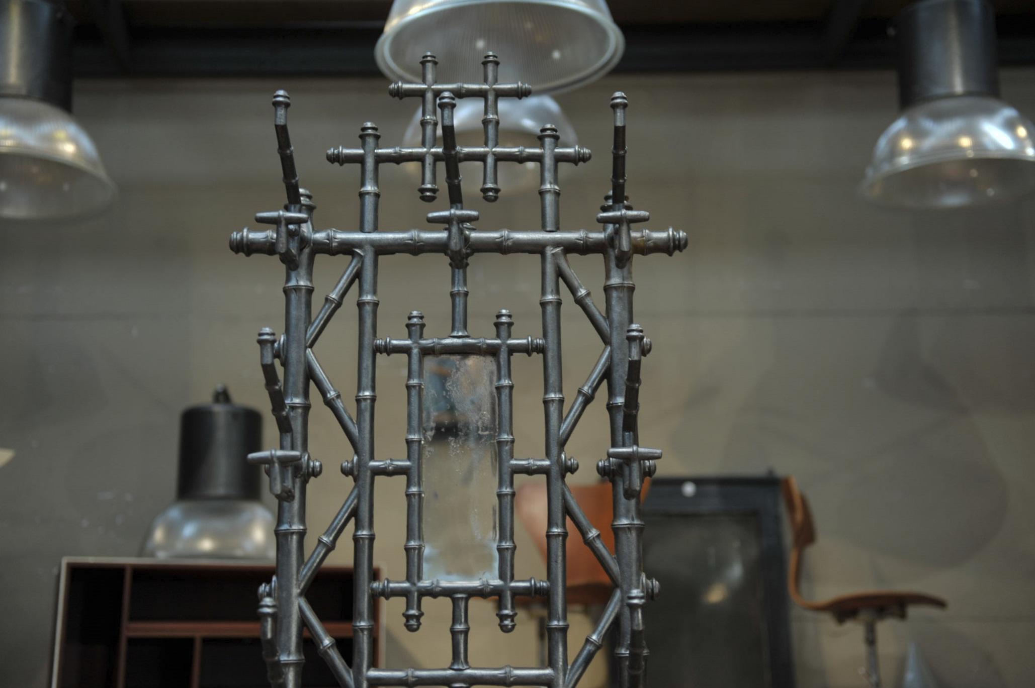 Art Nouveau Cast Iron Coat Stand & Umbrella Stand Bamboo Style, circa 1890 In Good Condition For Sale In Roubaix, FR
