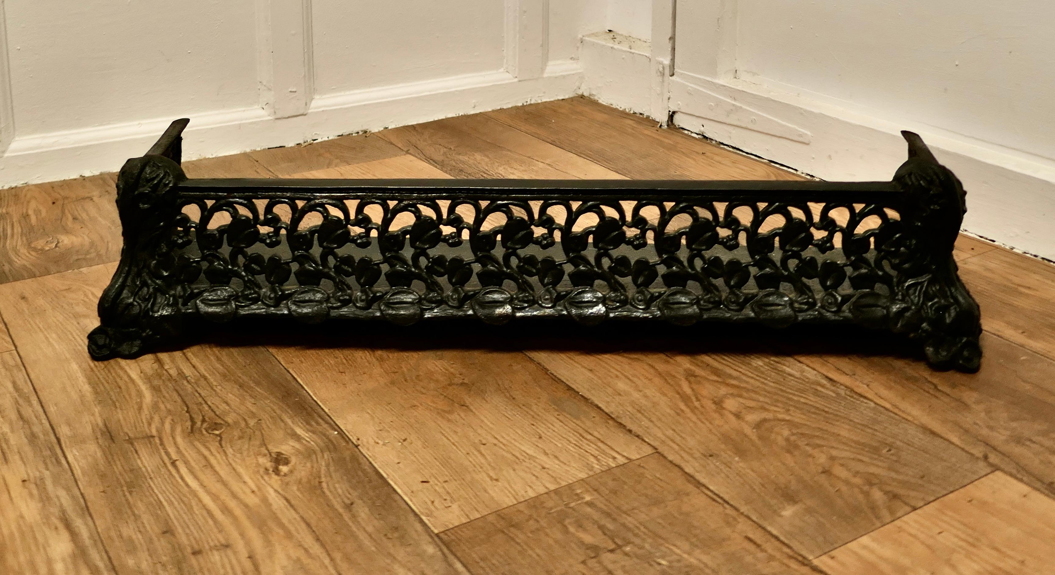 Arts and Crafts Art Nouveau Cast Iron Colebrookdale Style Fender or Dog Grate    For Sale