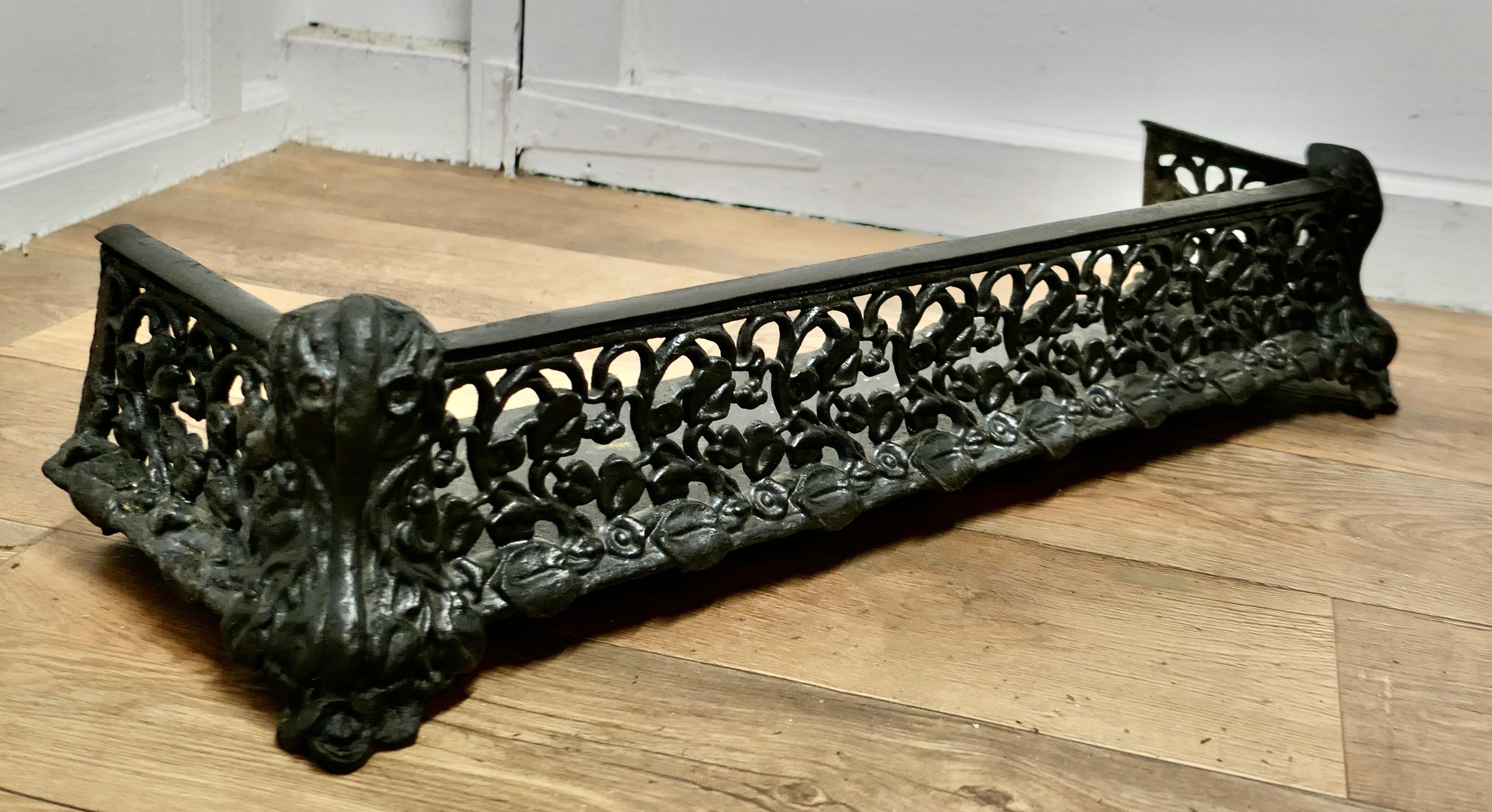 Late 19th Century Art Nouveau Cast Iron Colebrookdale Style Fender or Dog Grate    For Sale