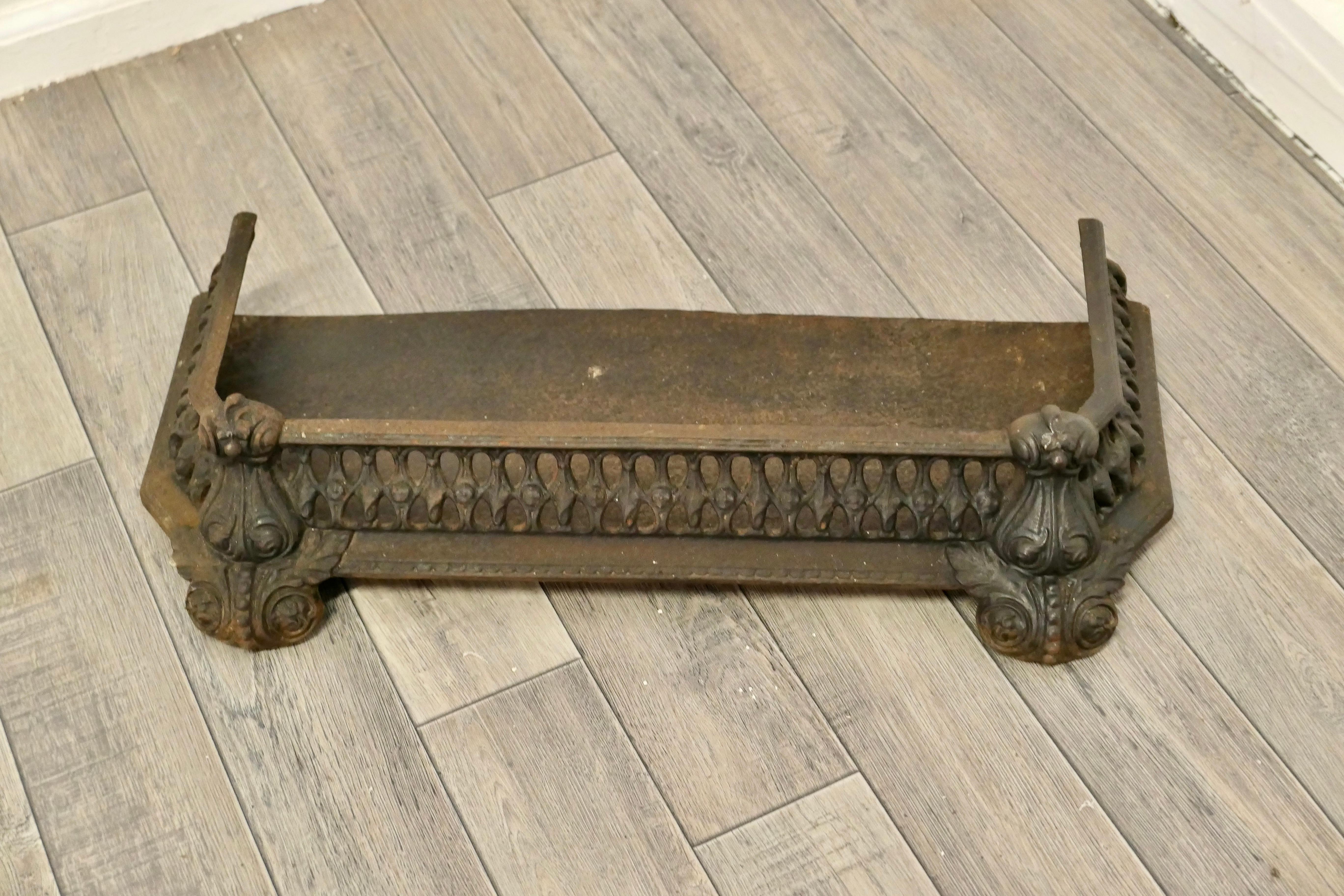 Art Nouveau Cast Iron Fender or Dog Grate    In Good Condition For Sale In Chillerton, Isle of Wight
