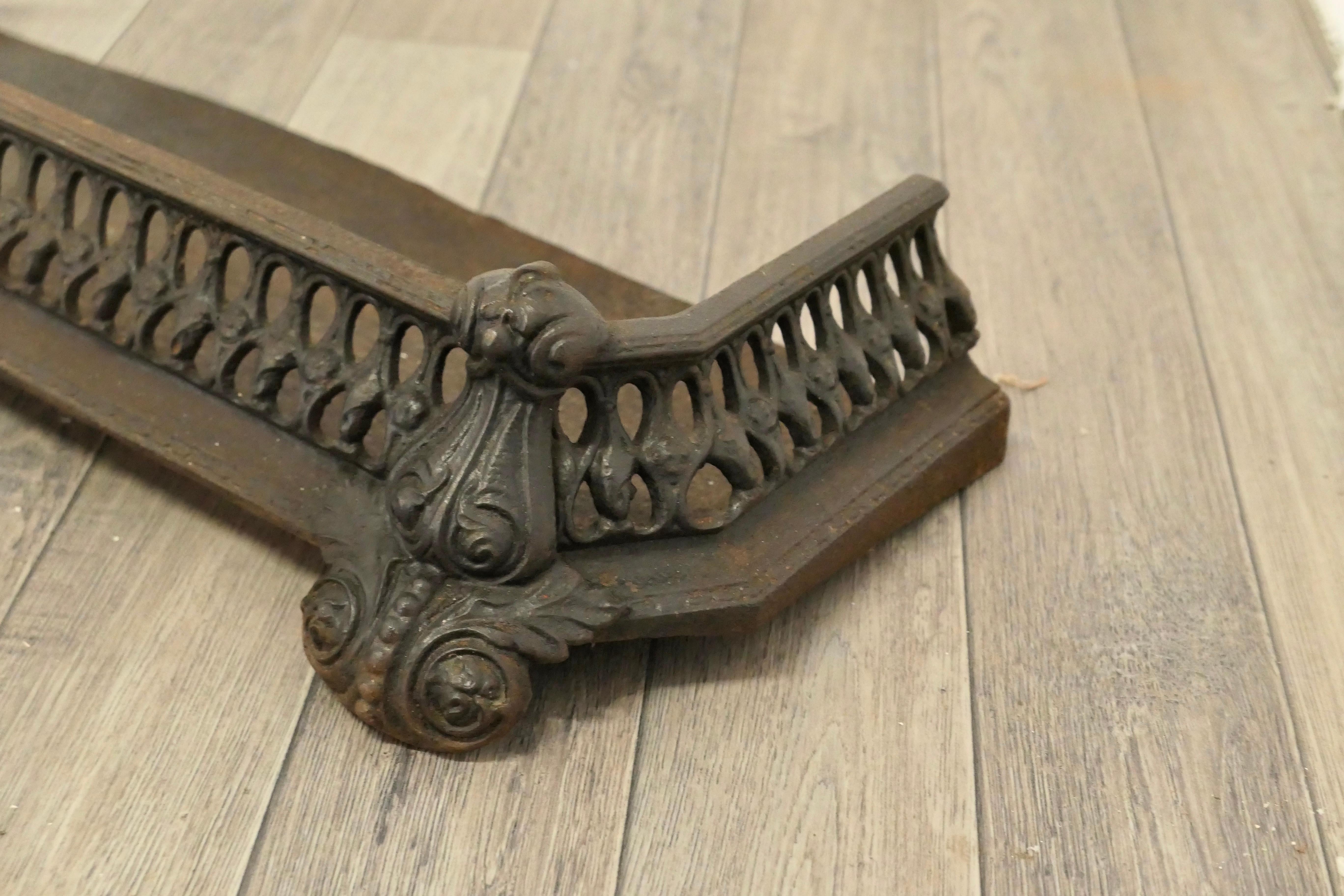 19th Century Art Nouveau Cast Iron Fender or Dog Grate    For Sale