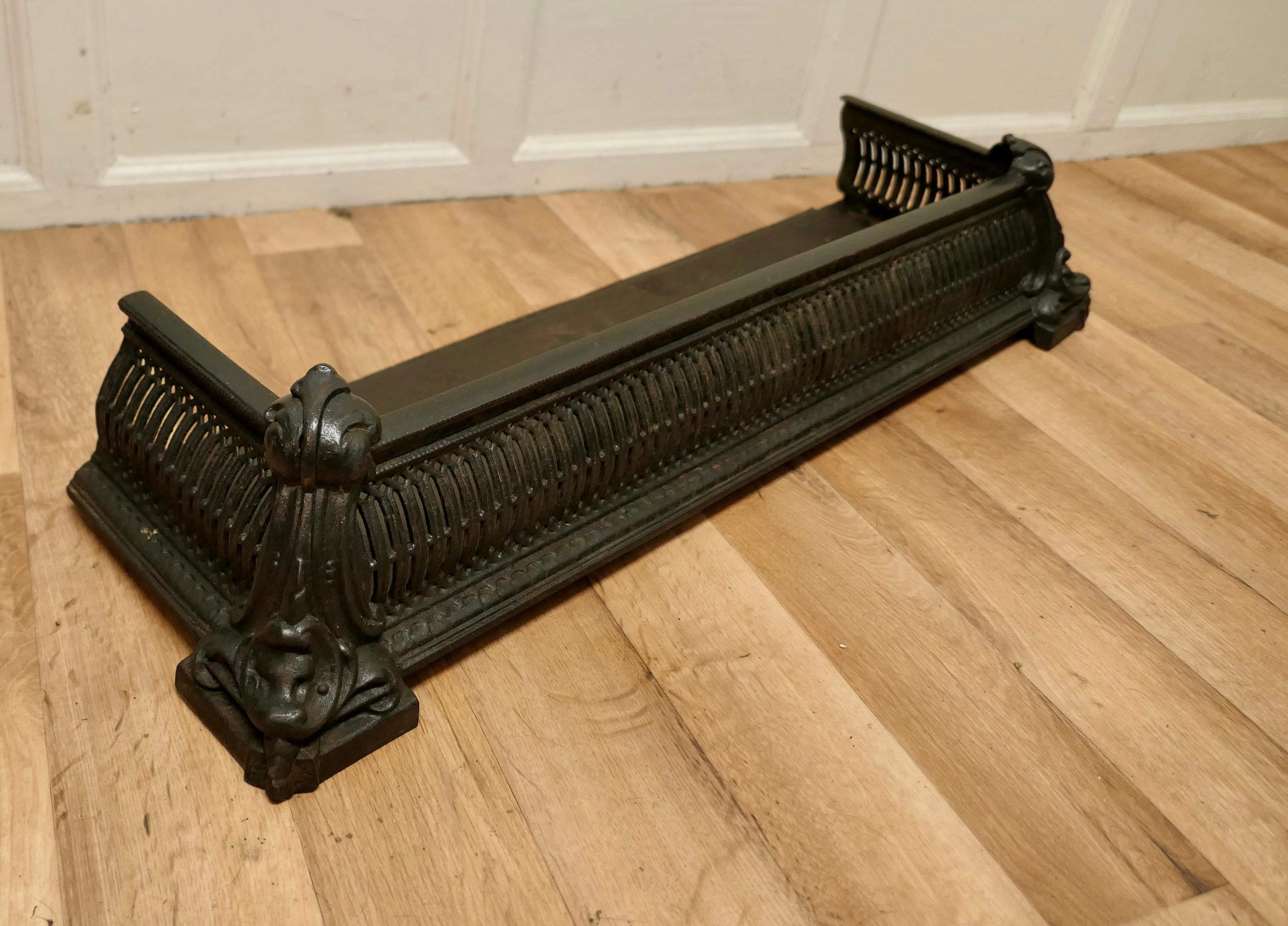 Art Nouveau Cast Iron Fender or Dog Grate 1