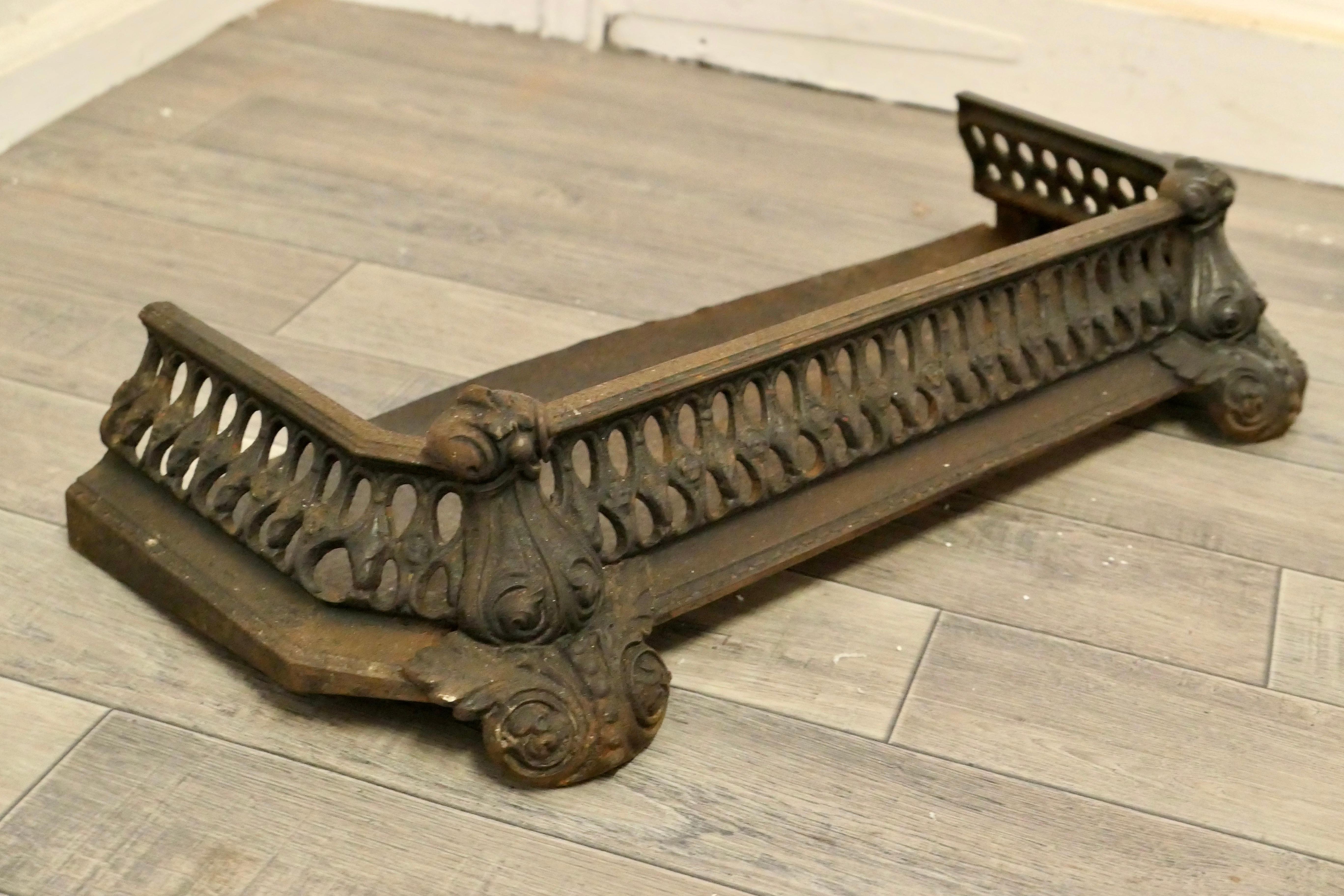 Art Nouveau Cast Iron Fender or Dog Grate    For Sale 1