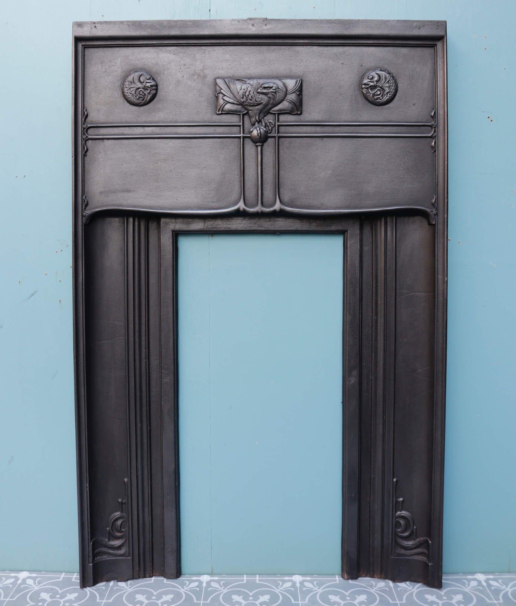 Art Nouveau Cast Iron Fire Mantel For Sale 2